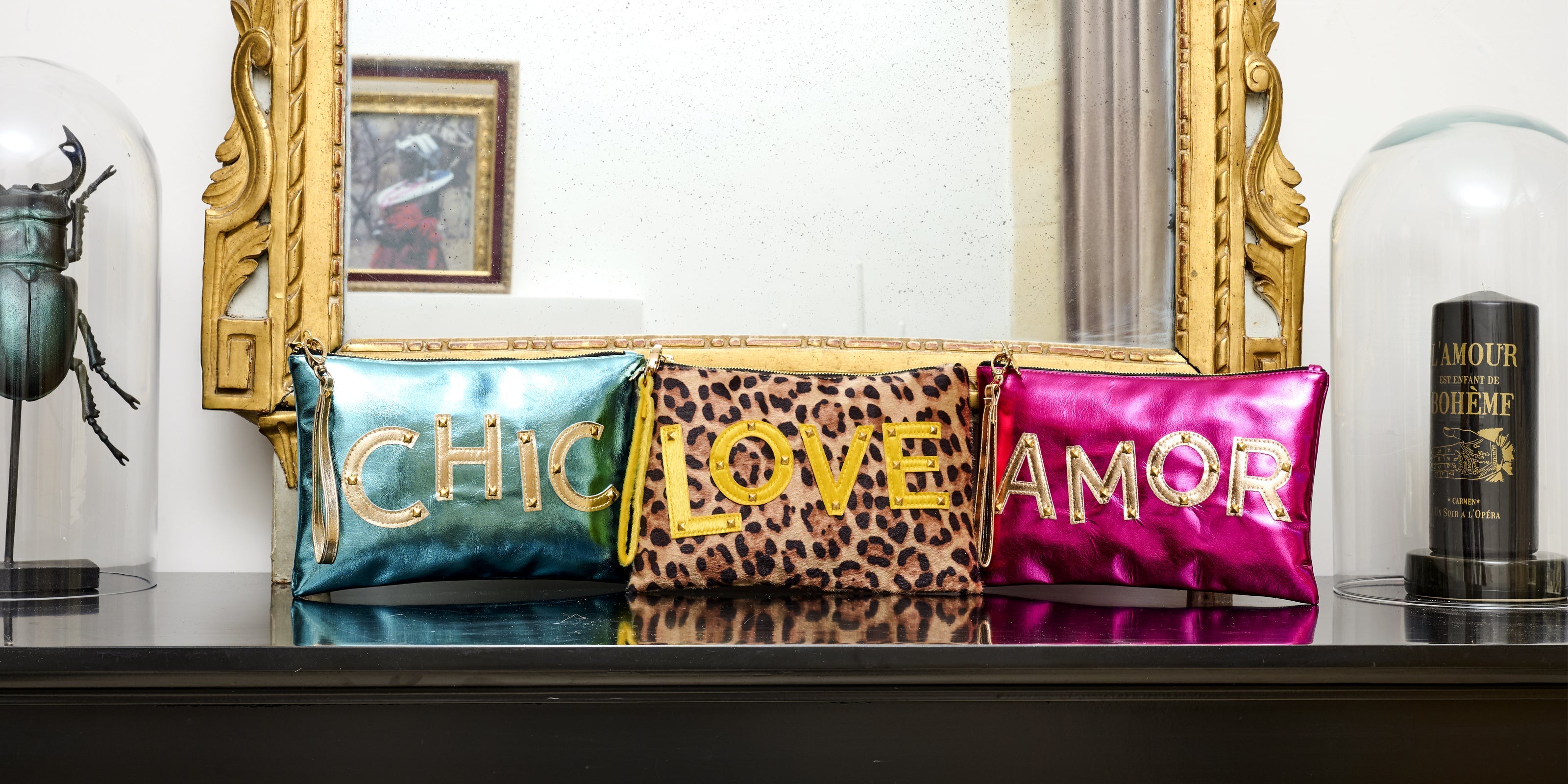 Pochettes simili cuir irisé