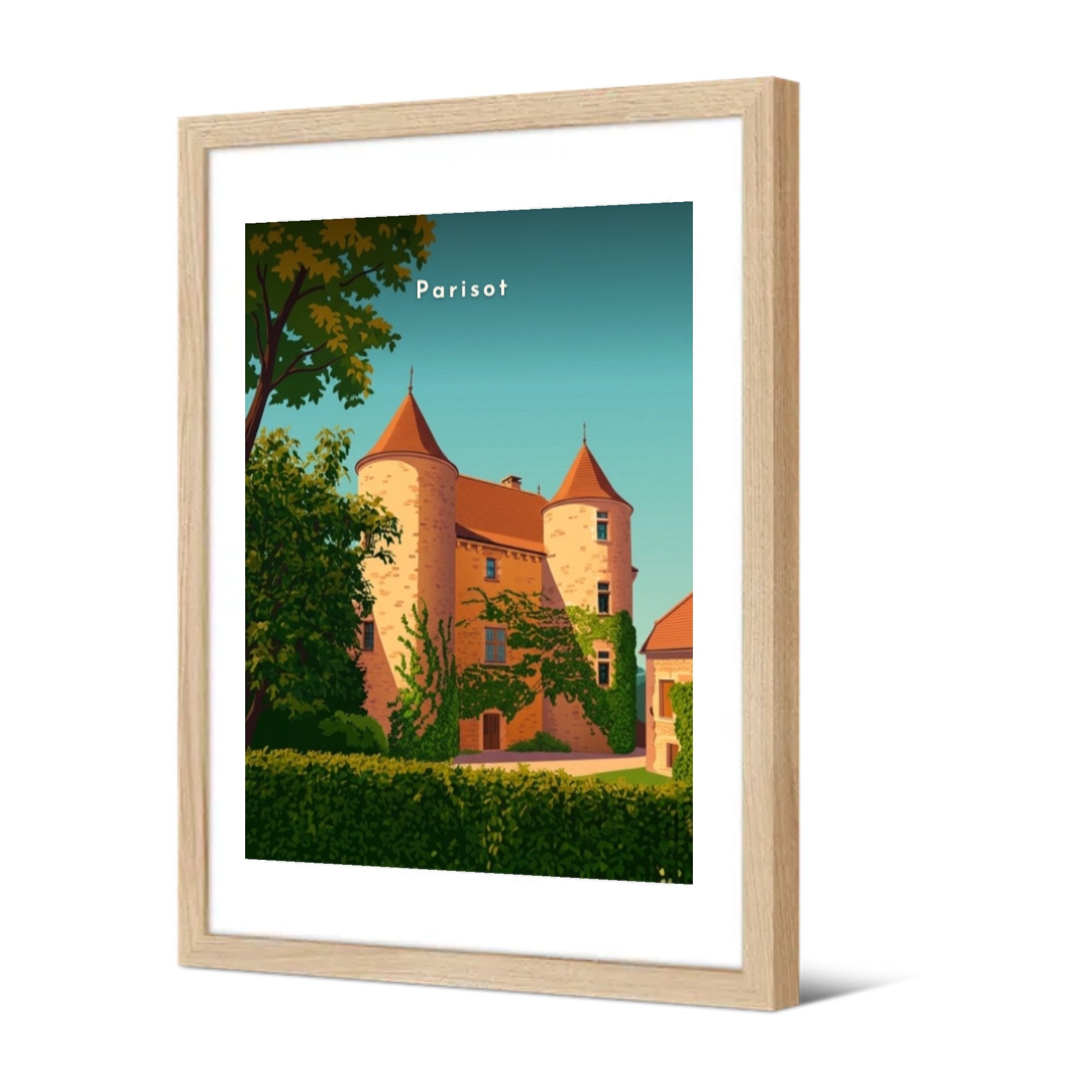 Le château derrière la haie — Pôdevache, encadrée, vue de trois quarts