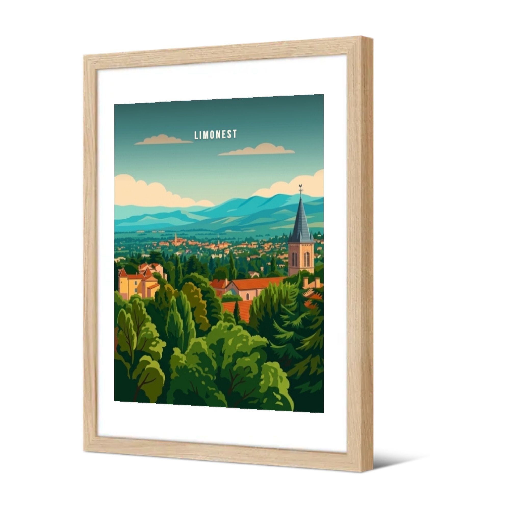 Vue sur le village et les monts d'Or — Pôdevache, encadrée, vue de trois quarts