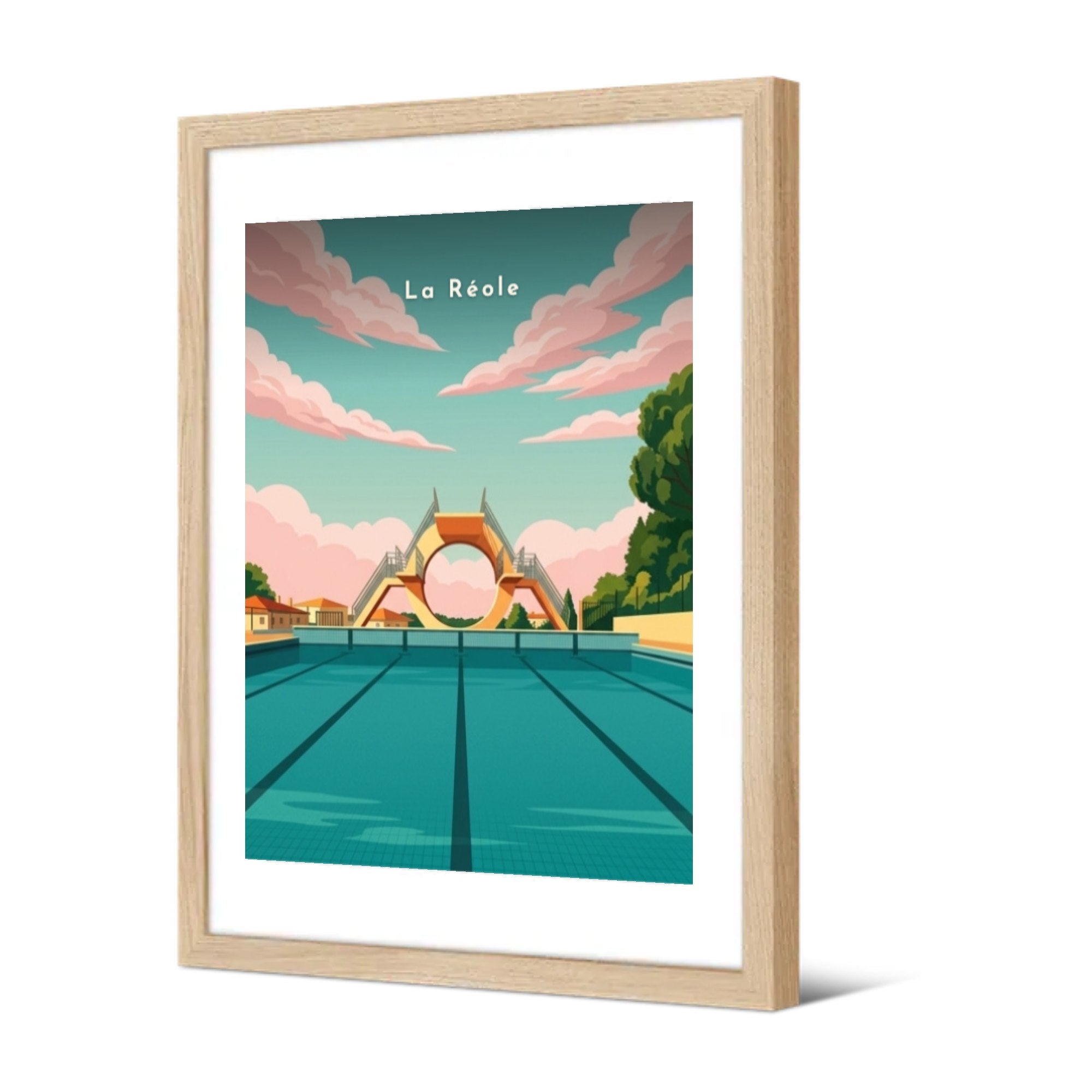 Le plongeoir de la piscine — Pôdevache, encadrée, vue de trois quarts