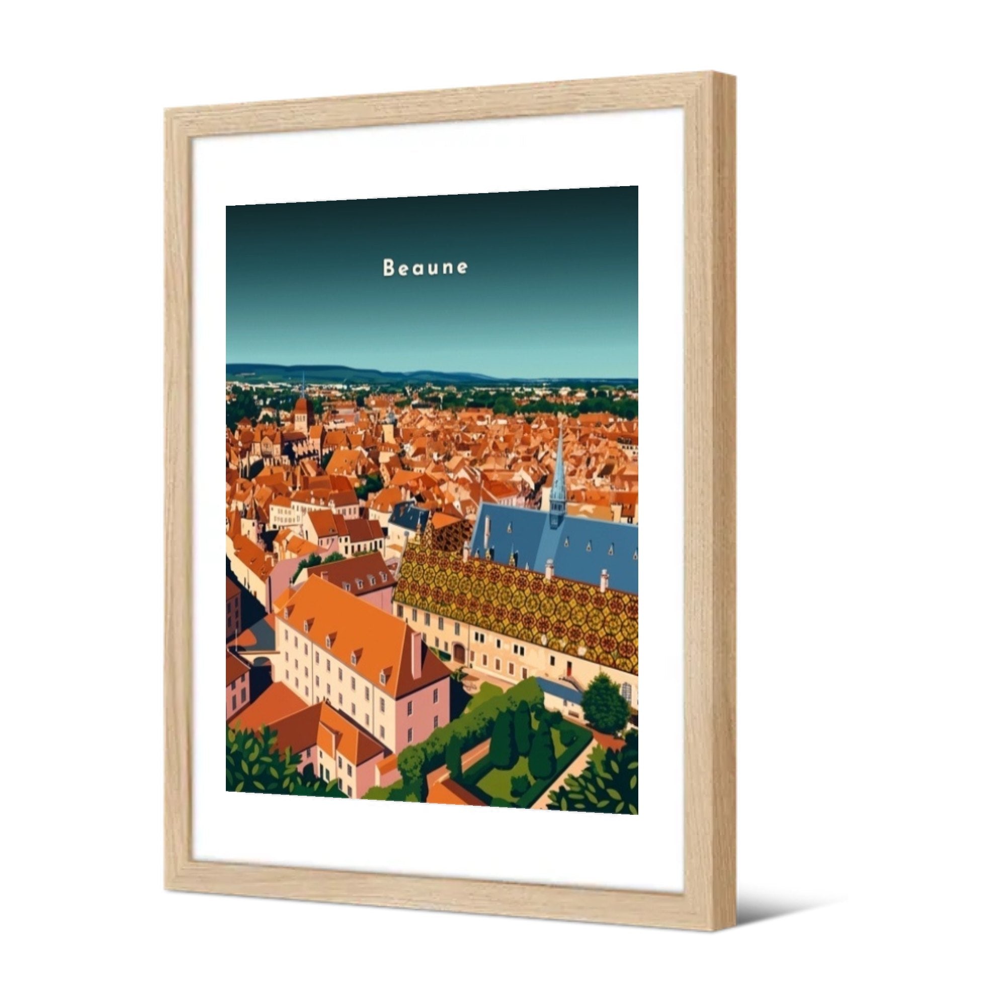 Vue panoramique sur l'Hôtel-Dieu — Pôdevache, encadrée, vue de trois quarts