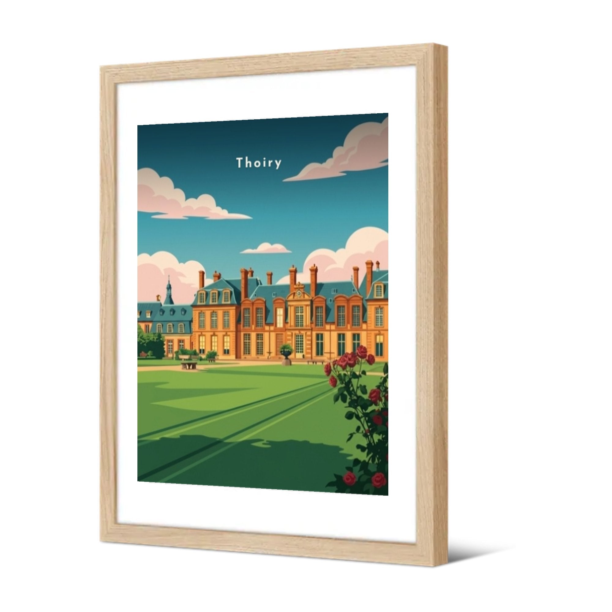 Le château et les rosiers — Pôdevache, encadrée, vue de trois quarts