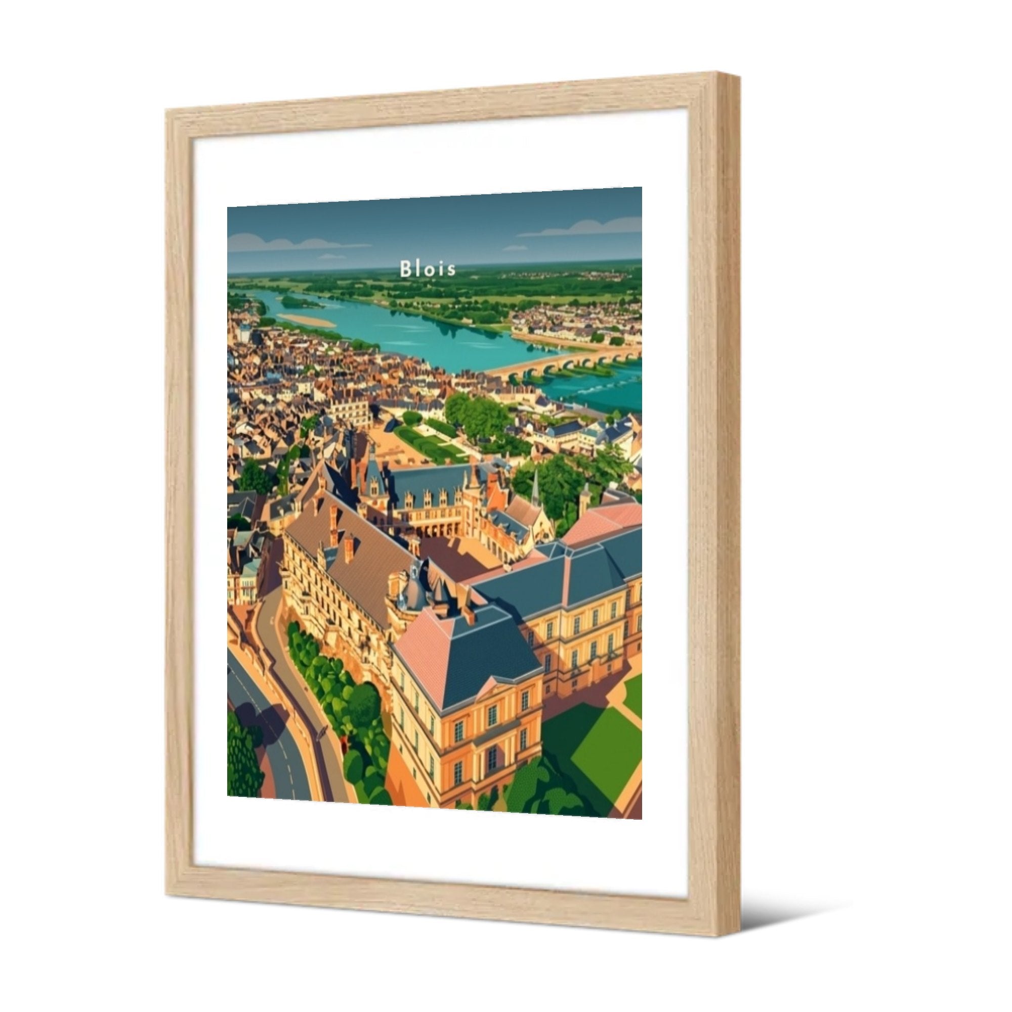 Le château royal et la Loire — Pôdevache, encadrée, vue de trois quarts