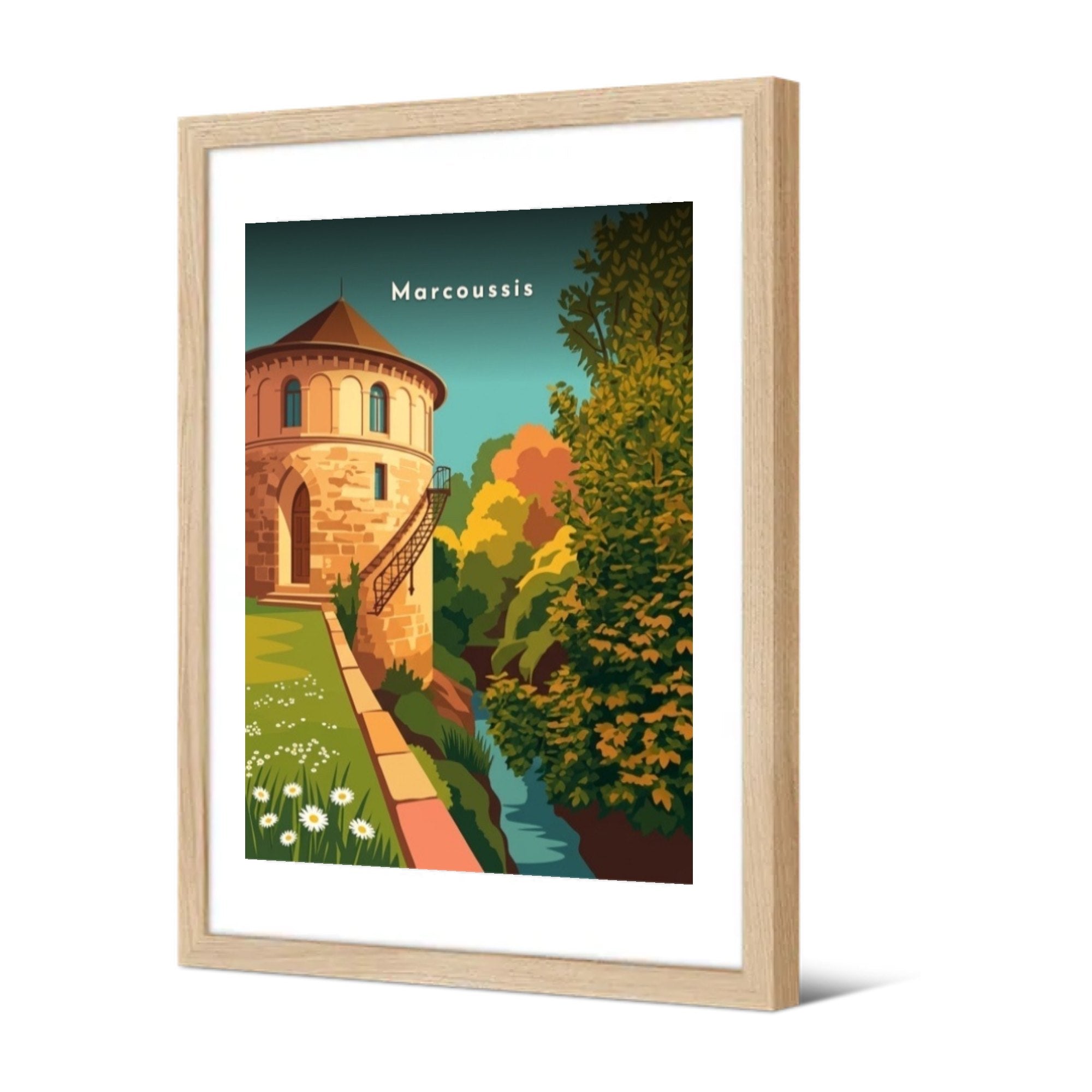 Tour de Montagu et le ruisseau — Pôdevache, encadrée, vue de trois quarts