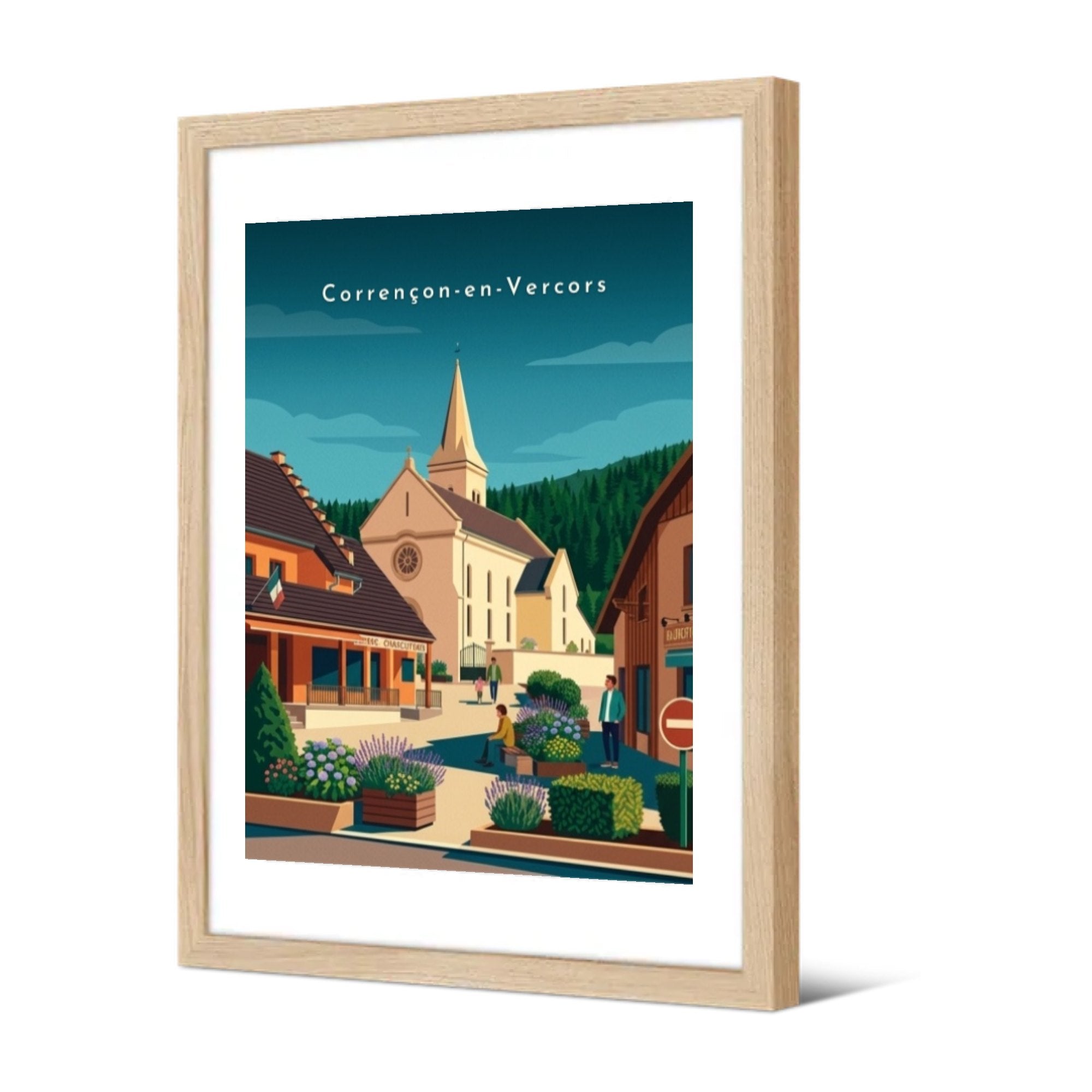 L'église depuis la place — Pôdevache, encadrée, vue de trois quarts