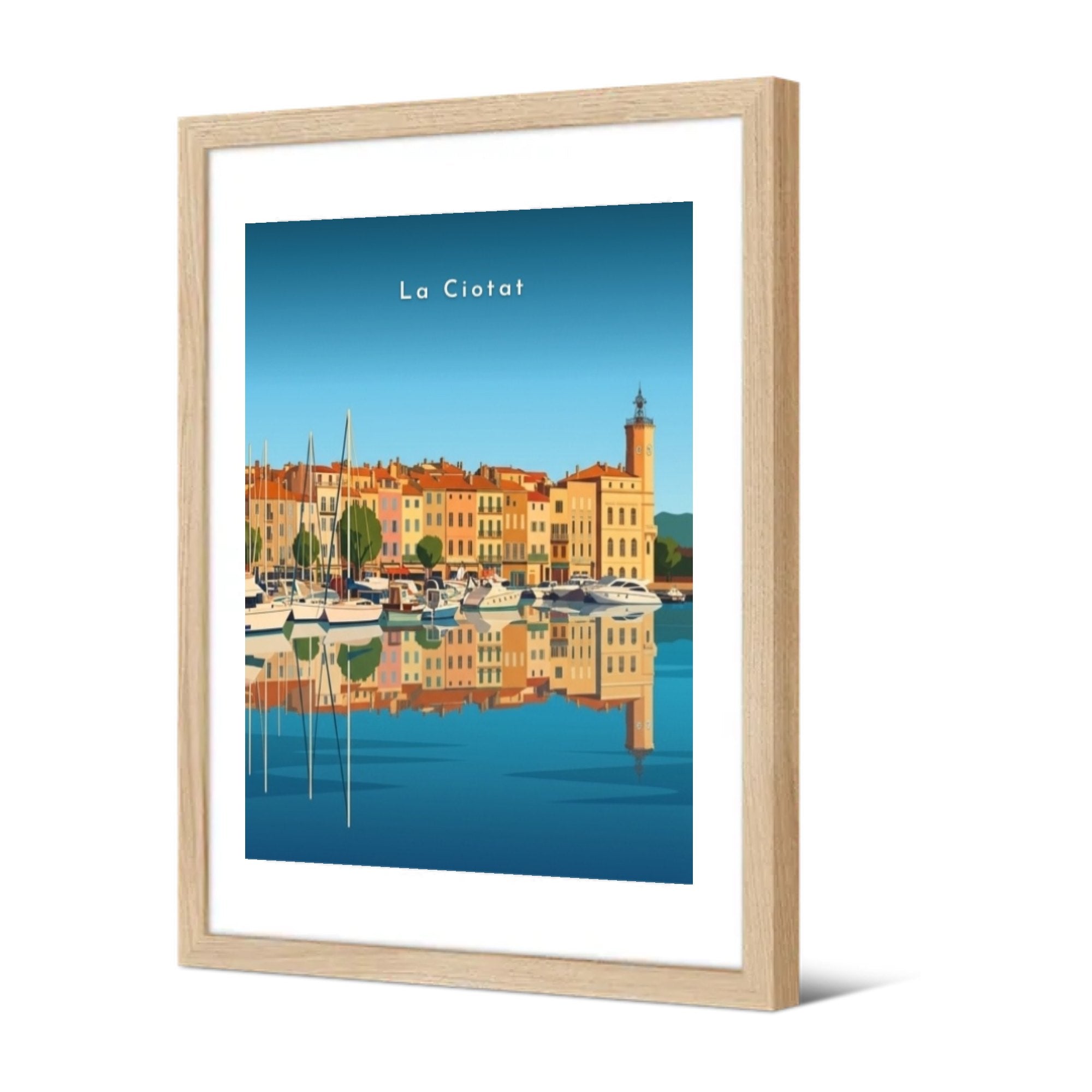 Reflets sur le Vieux-Port — Pôdevache, encadrée, vue de trois quarts