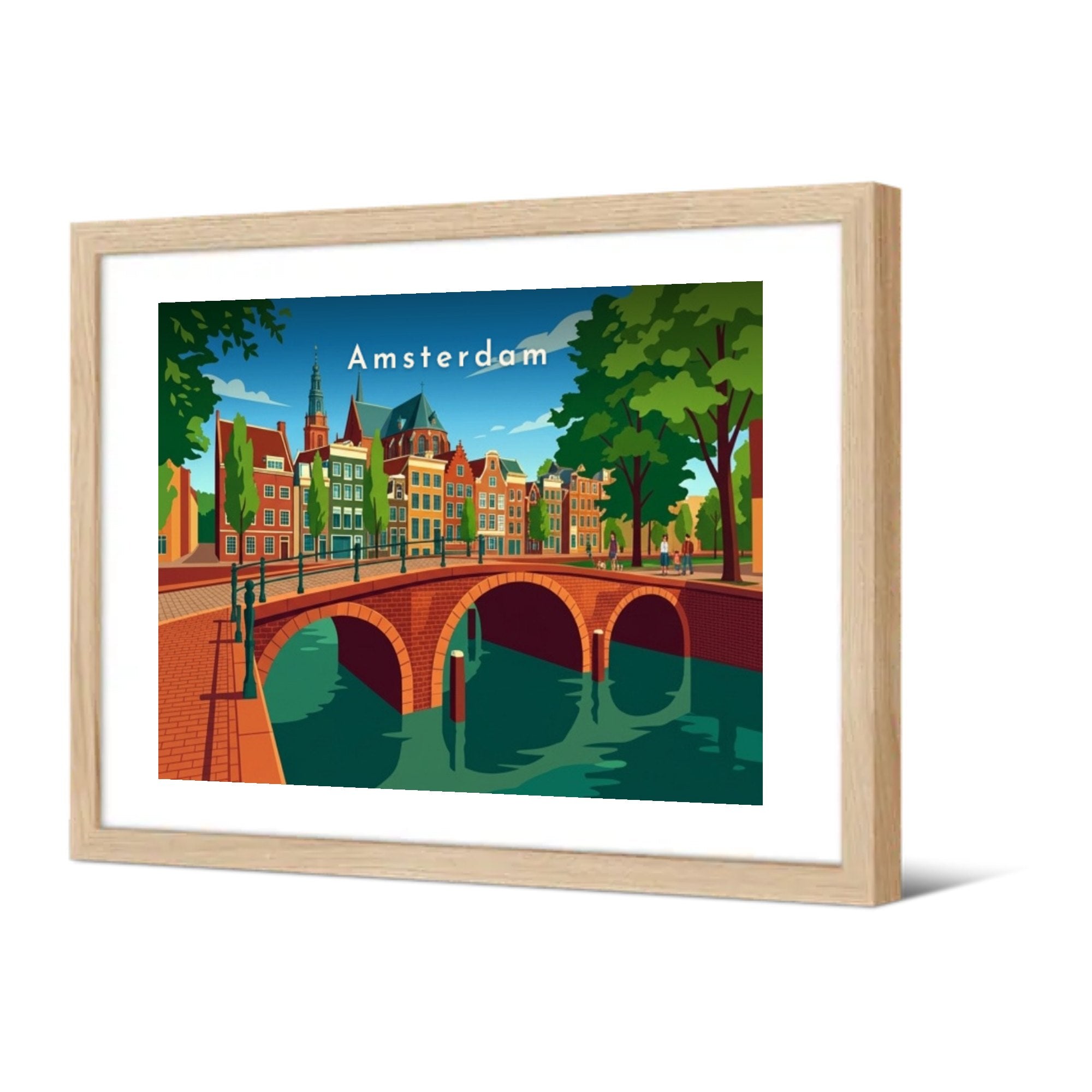 Pont et maisons sur le canal — Pôdevache, encadrée, vue de trois quarts