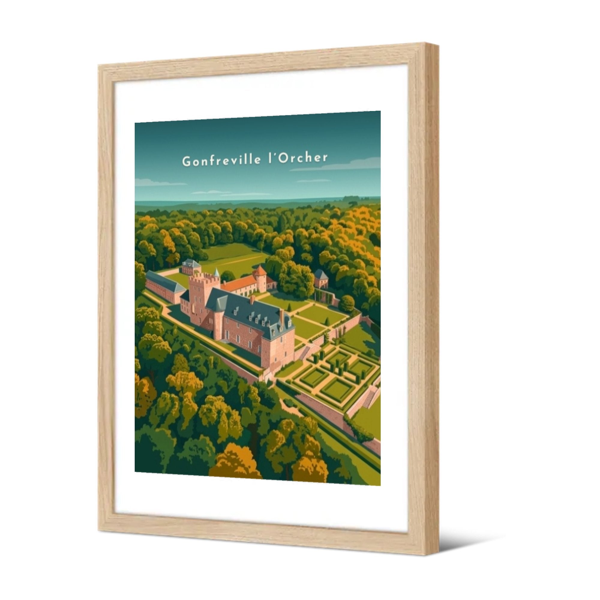 Château d'Orcher et jardins — Pôdevache, encadrée, vue de trois quarts