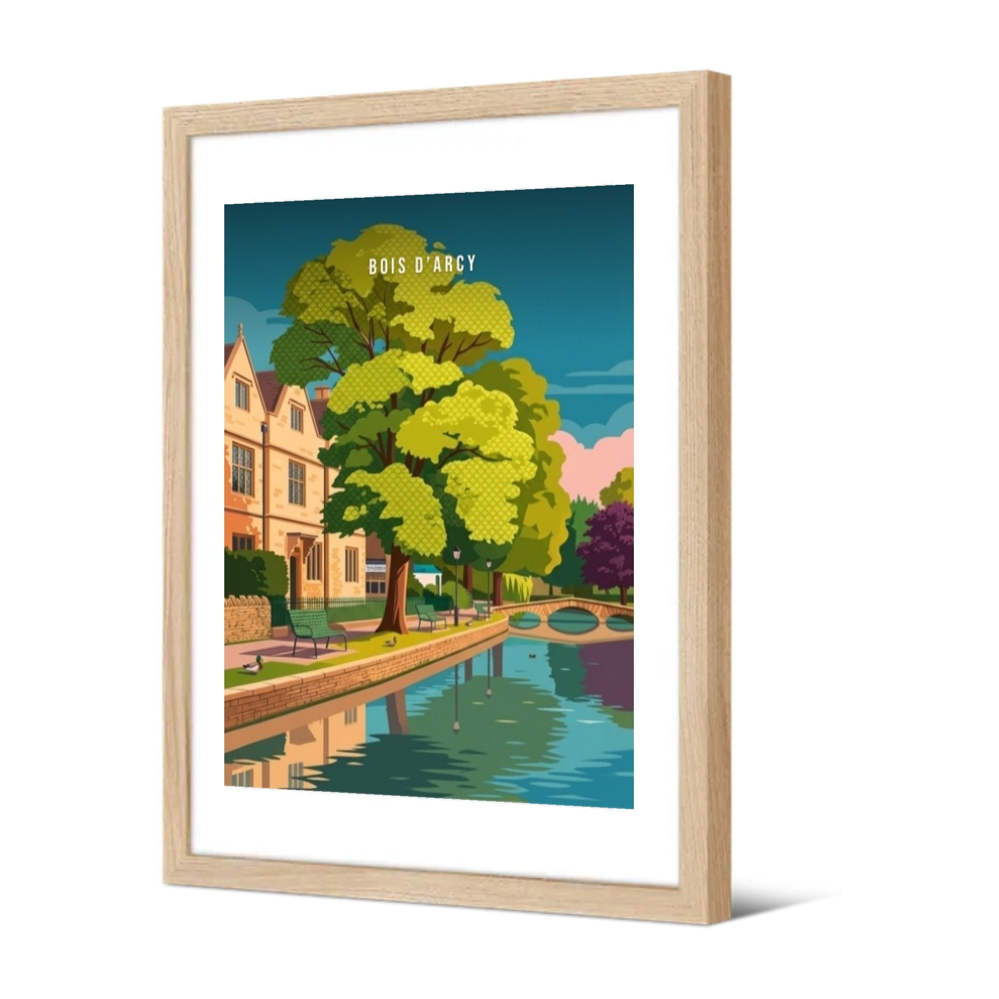 Promenade au bord de l'eau — Pôdevache, encadrée, vue de trois quarts