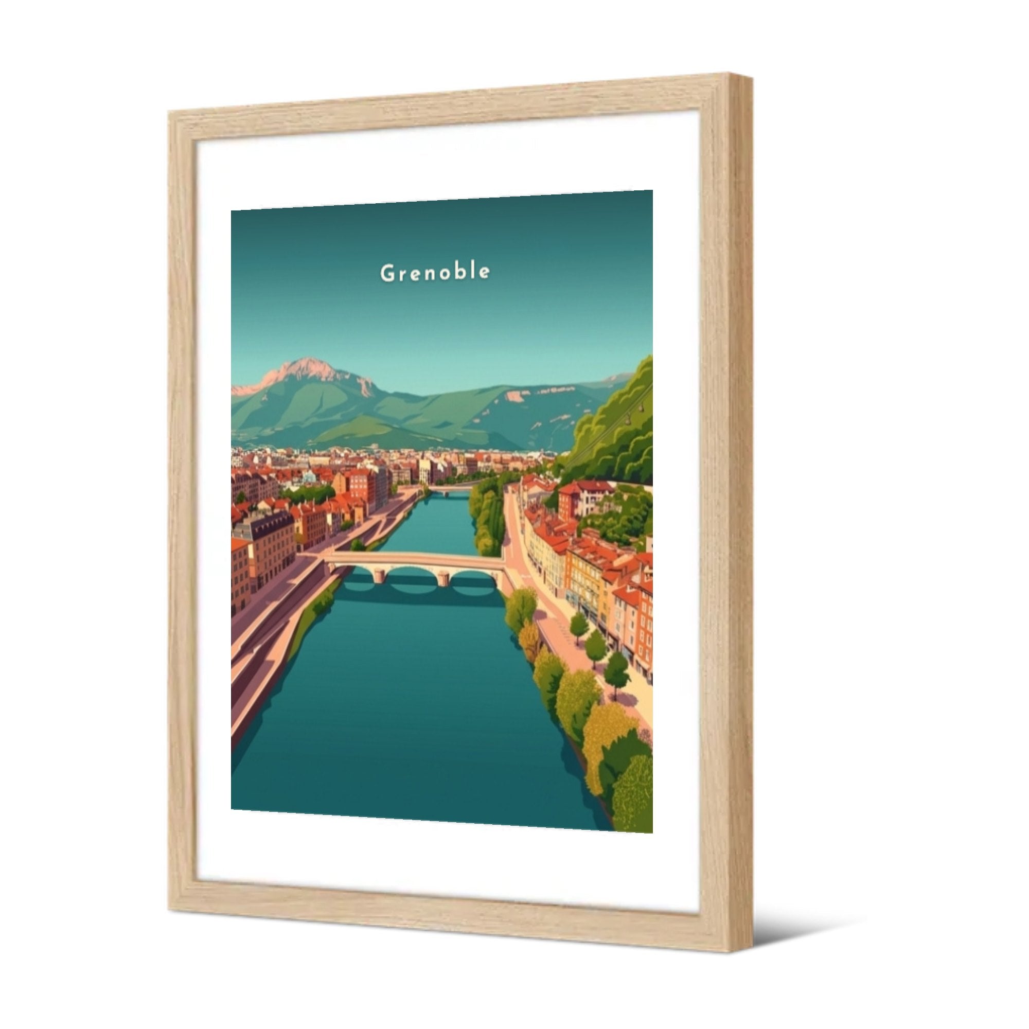 Les quais de l'Isère — Pôdevache, encadrée, vue de trois quarts