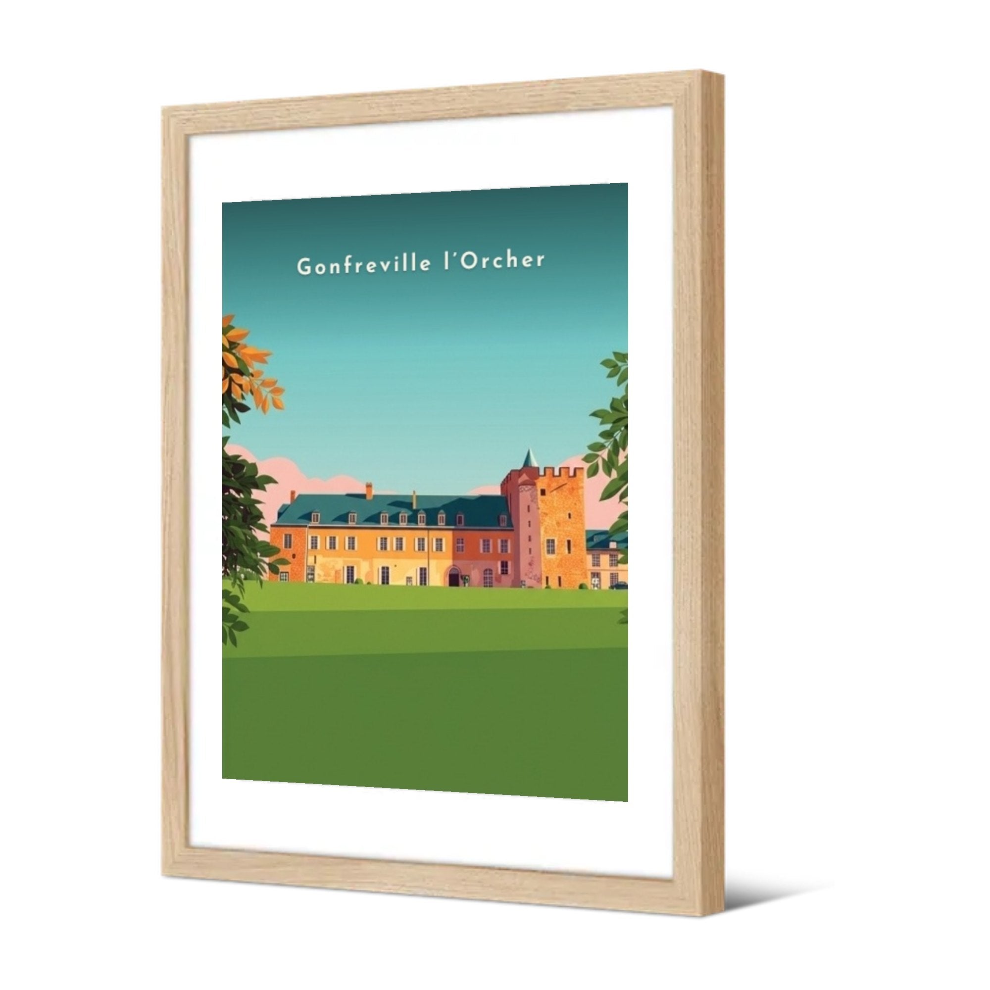Façade du château d'Orcher — Pôdevache, encadrée, vue de trois quarts