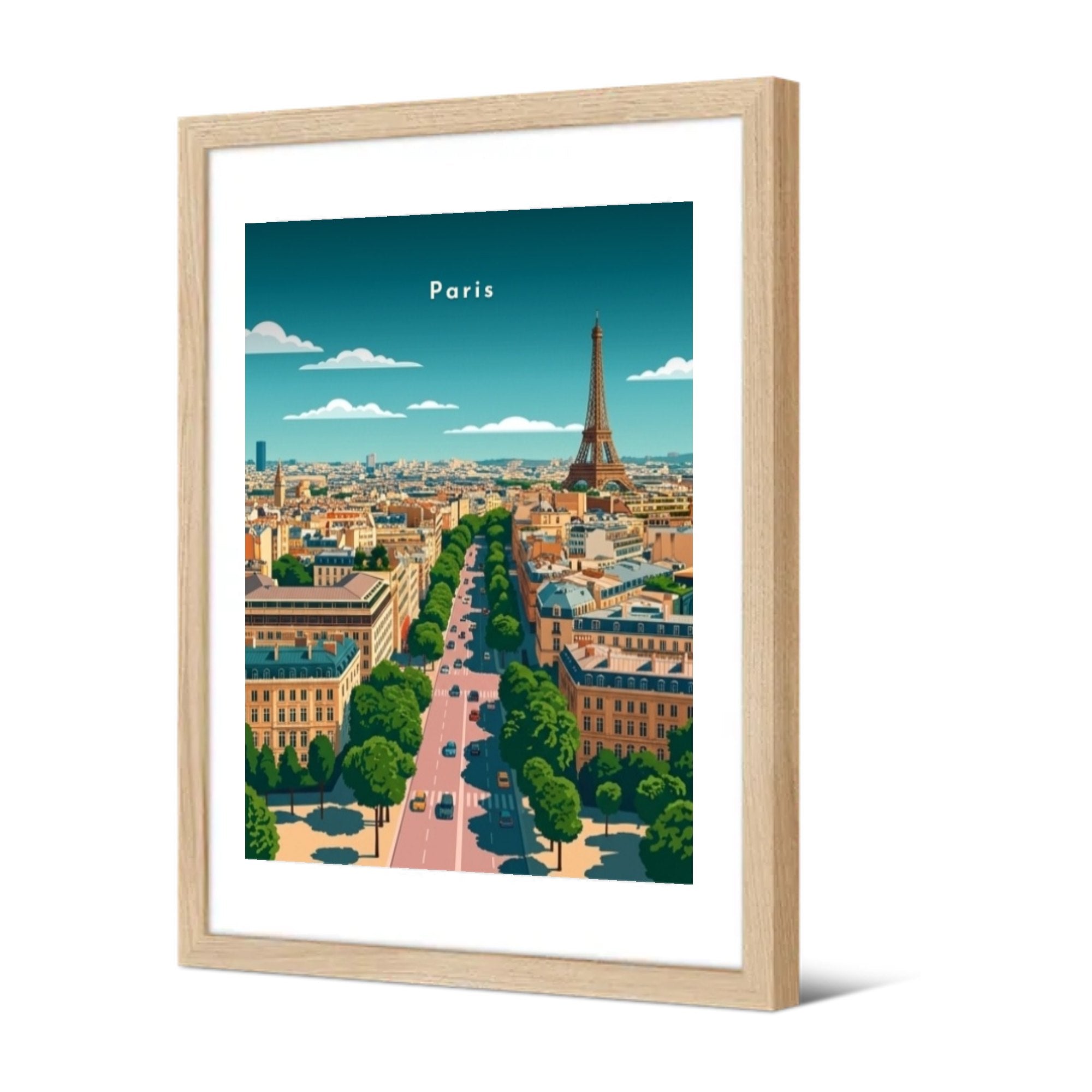 Perspective sur la tour Eiffel — Pôdevache, encadrée, vue de trois quarts