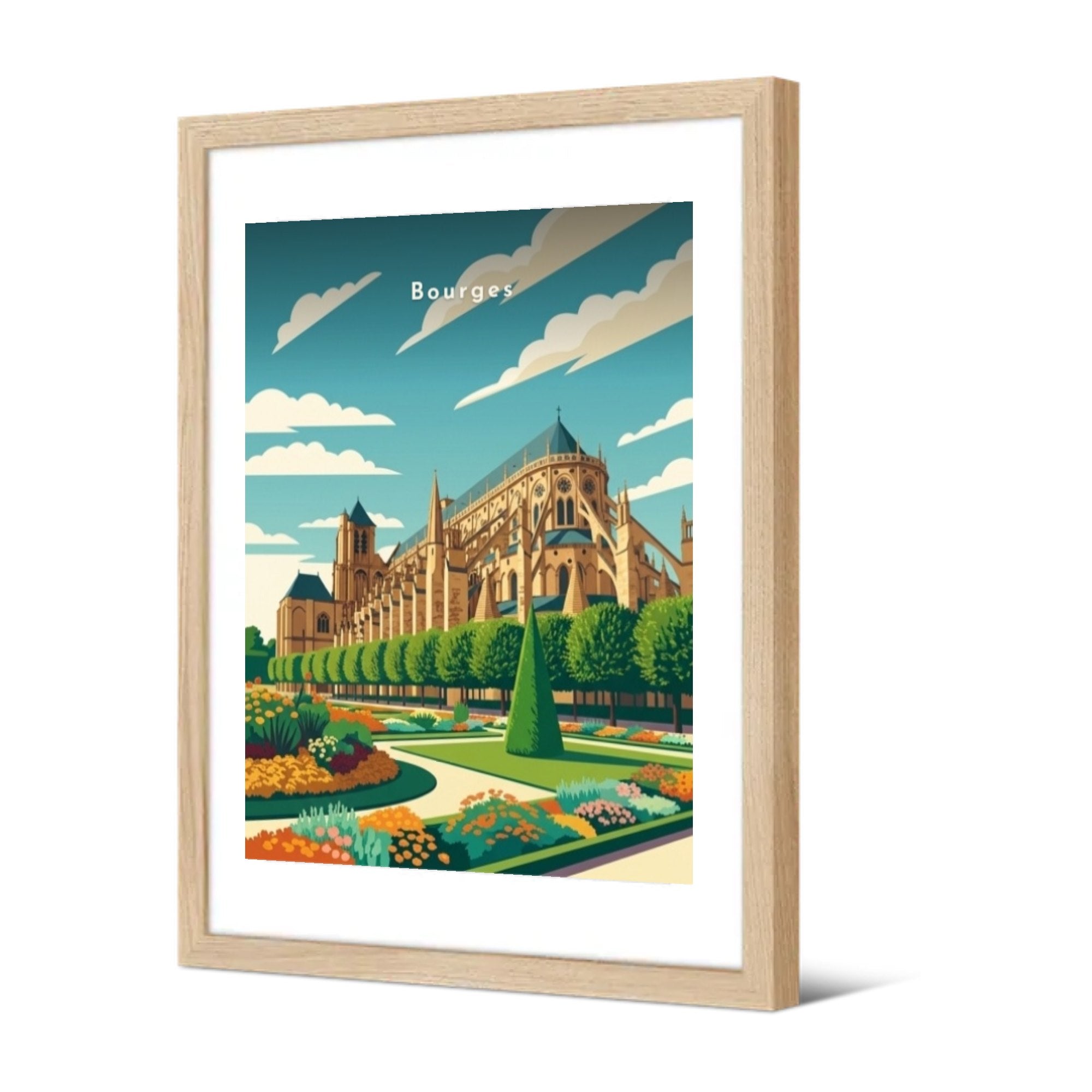 Cathédrale depuis le jardin fleuri — Pôdevache, encadrée, vue de trois quarts