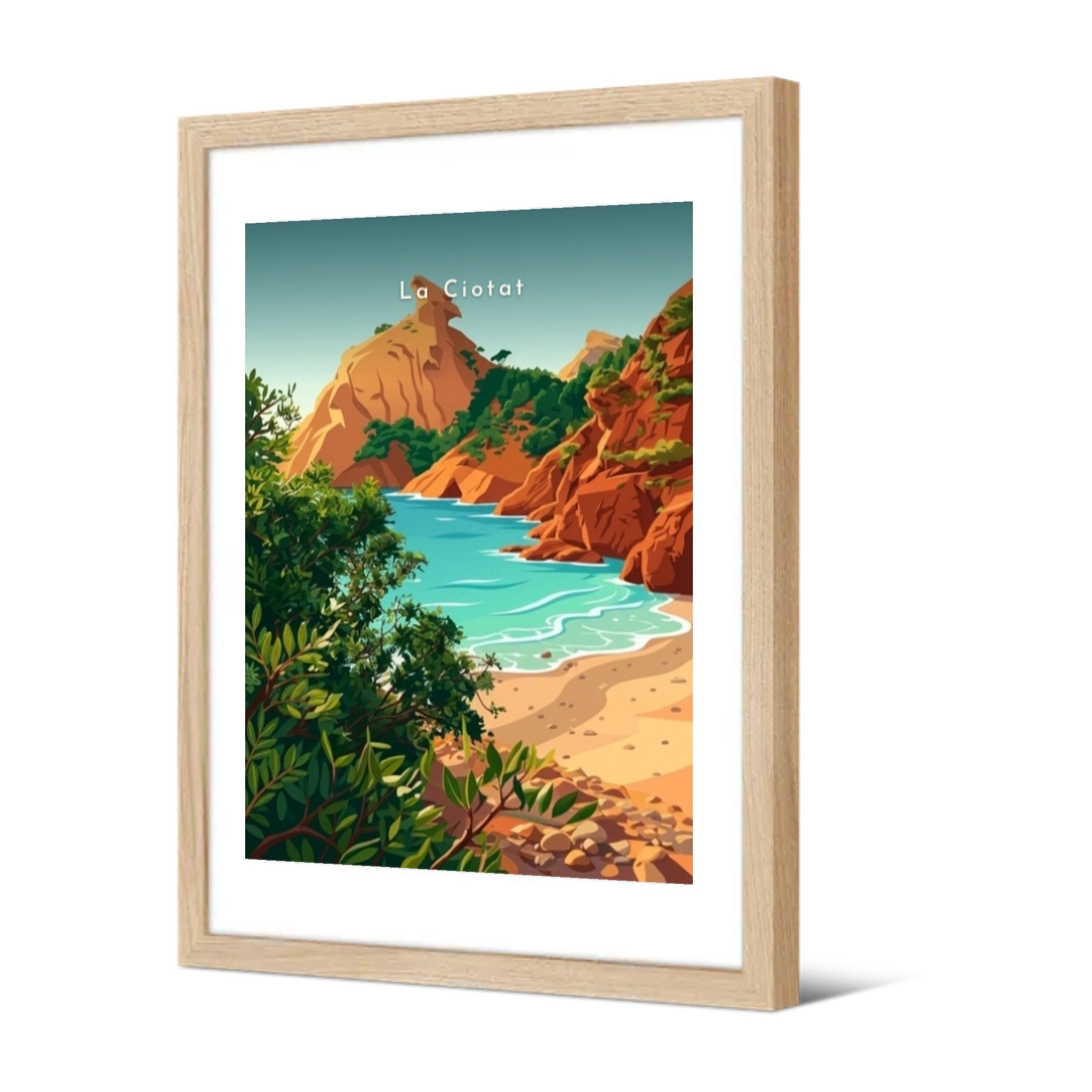 Calanque de Figuerolles — Pôdevache, encadrée, vue de trois quarts