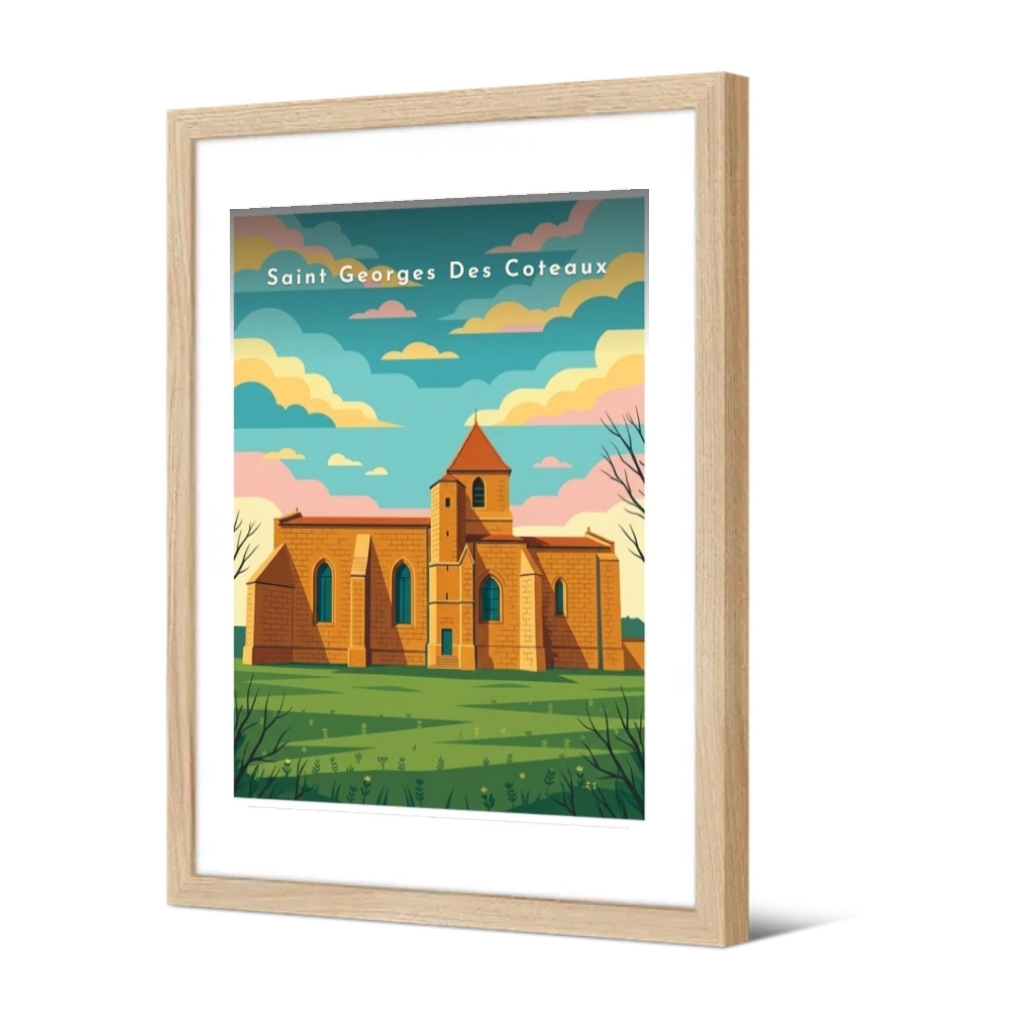 L'église Saint-Georges — Pôdevache, encadrée, vue de trois quarts