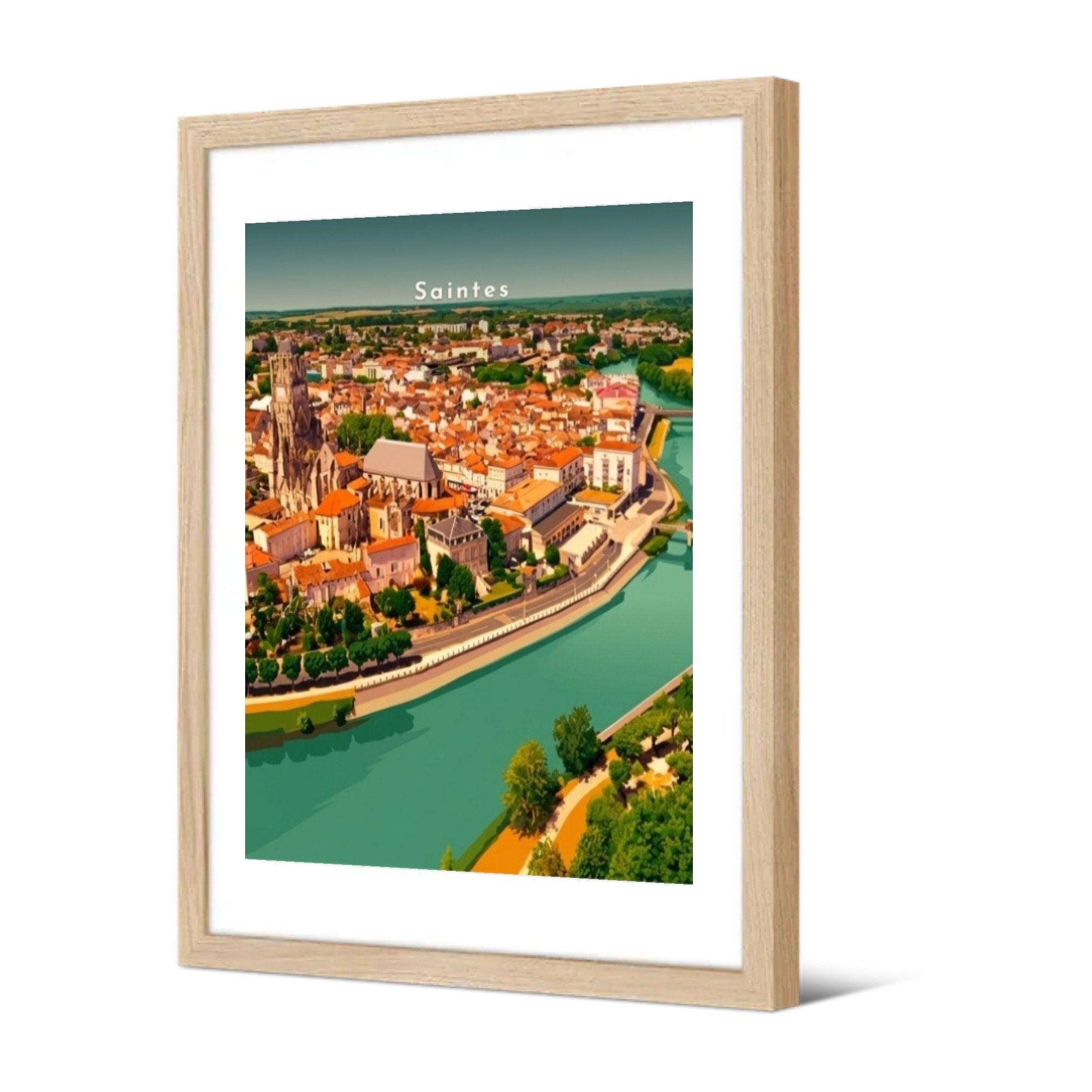 Cathédrale Saint-Pierre et la Charente — Pôdevache, encadrée, vue de trois quarts