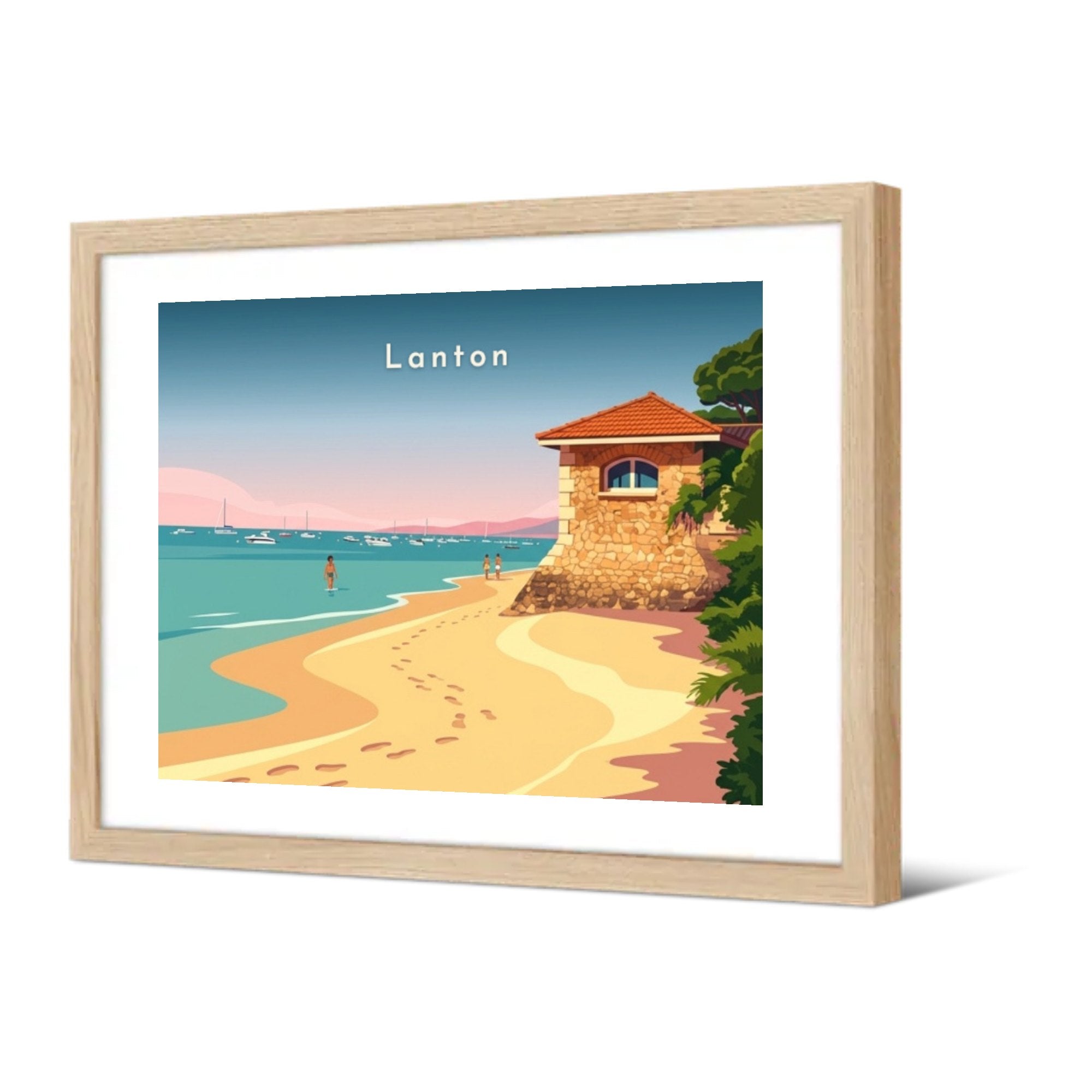 Bord de plage sur le bassin — Pôdevache, encadrée, vue de trois quarts