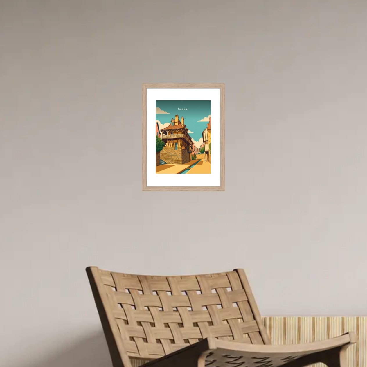 Maison à galerie et encorbellement — Pôdevache, en situation sur un mur