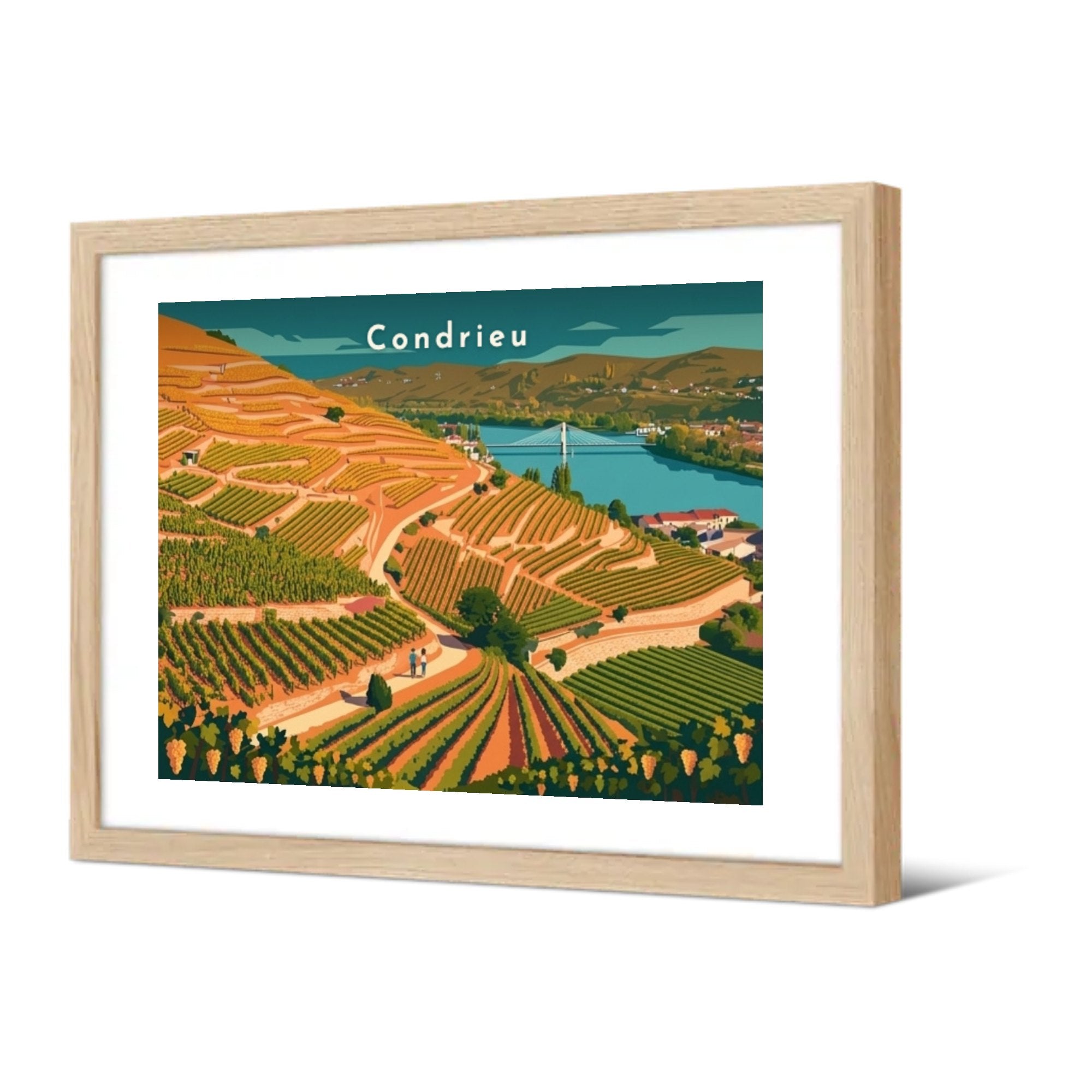 Vignoble en terrasses sur le Rhône — Pôdevache, encadrée, vue de trois quarts