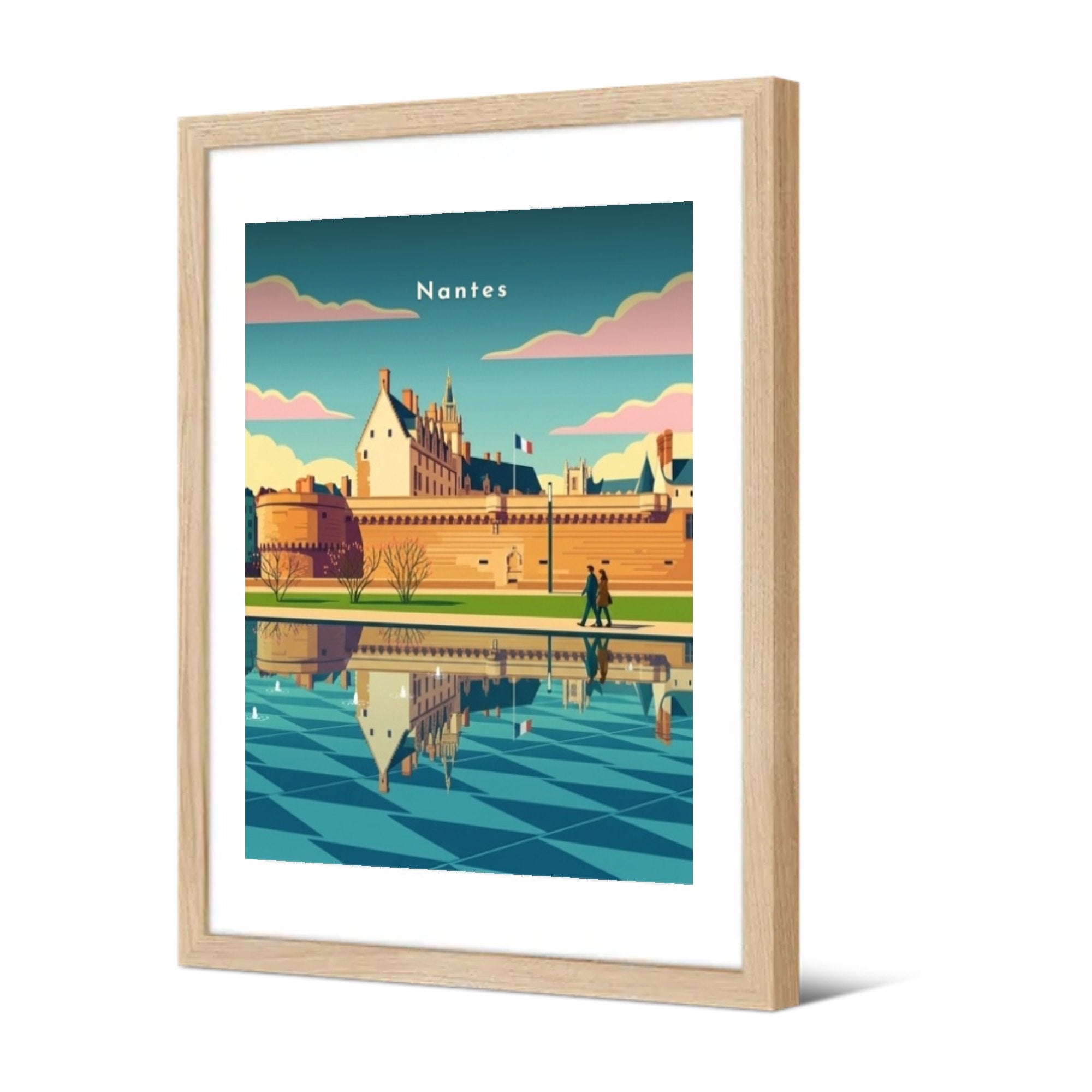 Le château des ducs et le miroir d'eau — Pôdevache, encadrée, vue de trois quarts