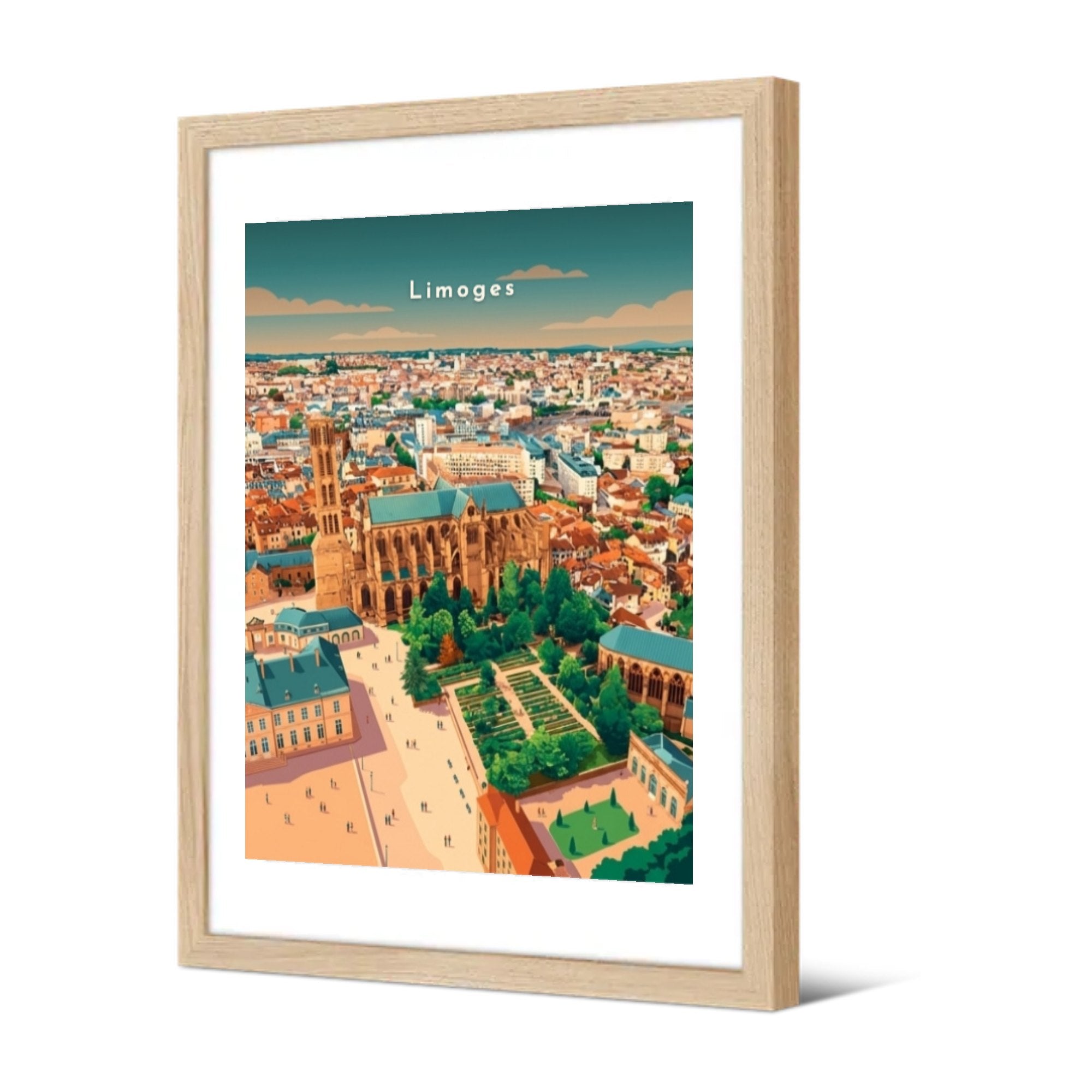 Cathédrale et jardins de l'Évêché — Pôdevache, encadrée, vue de trois quarts