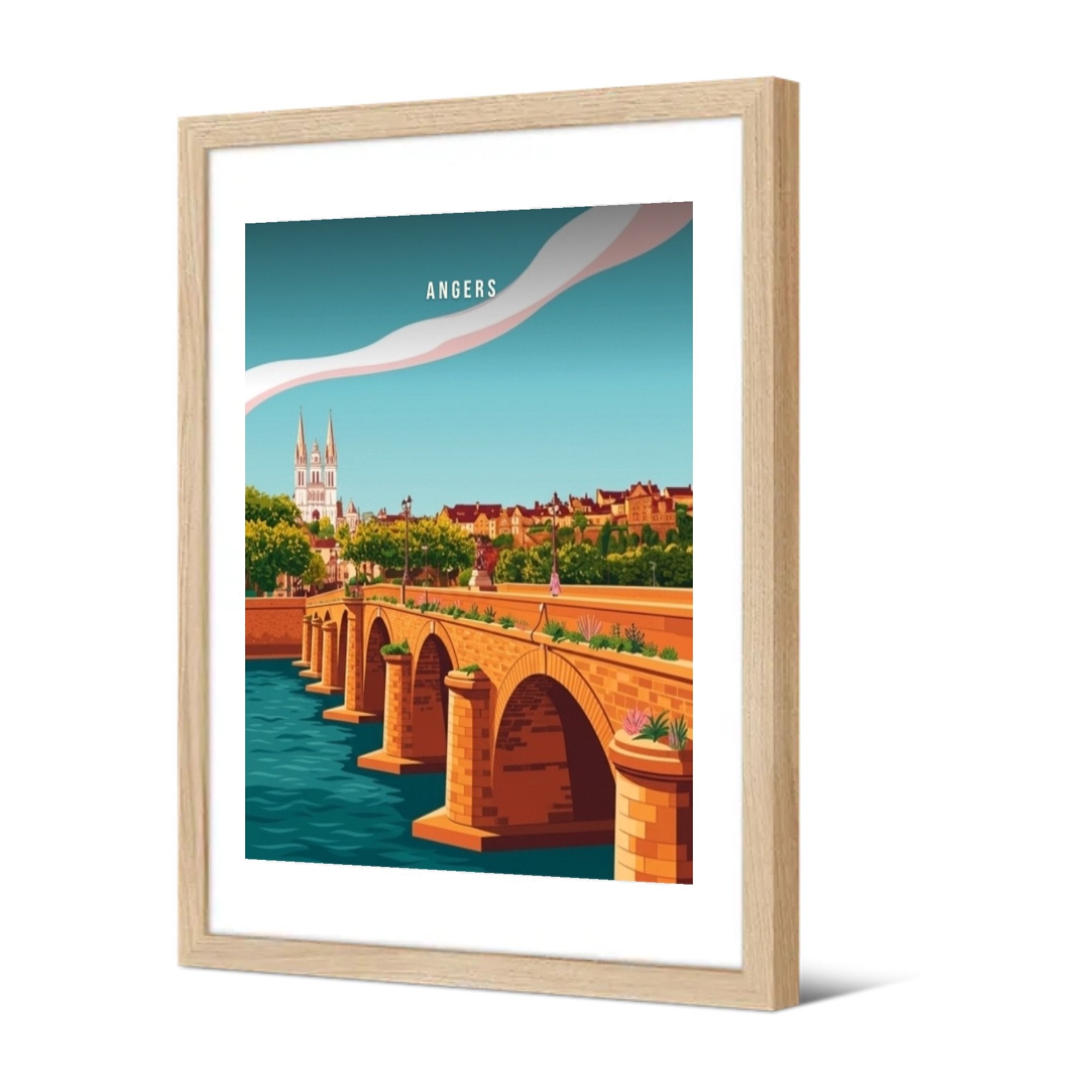 Le pont de Verdun et la cathédrale — Pôdevache, encadrée, vue de trois quarts