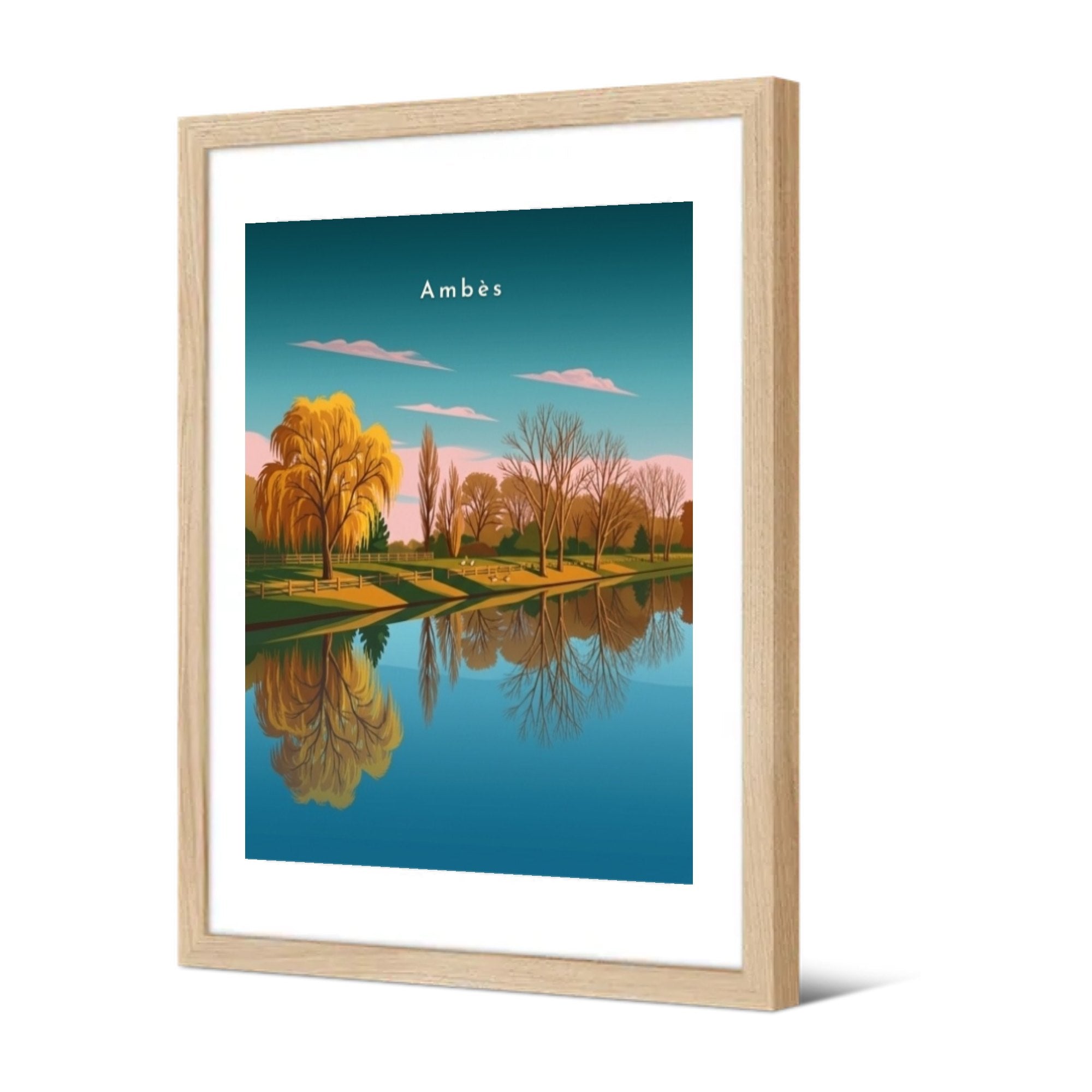 Berges et reflets d'automne — Pôdevache, encadrée, vue de trois quarts