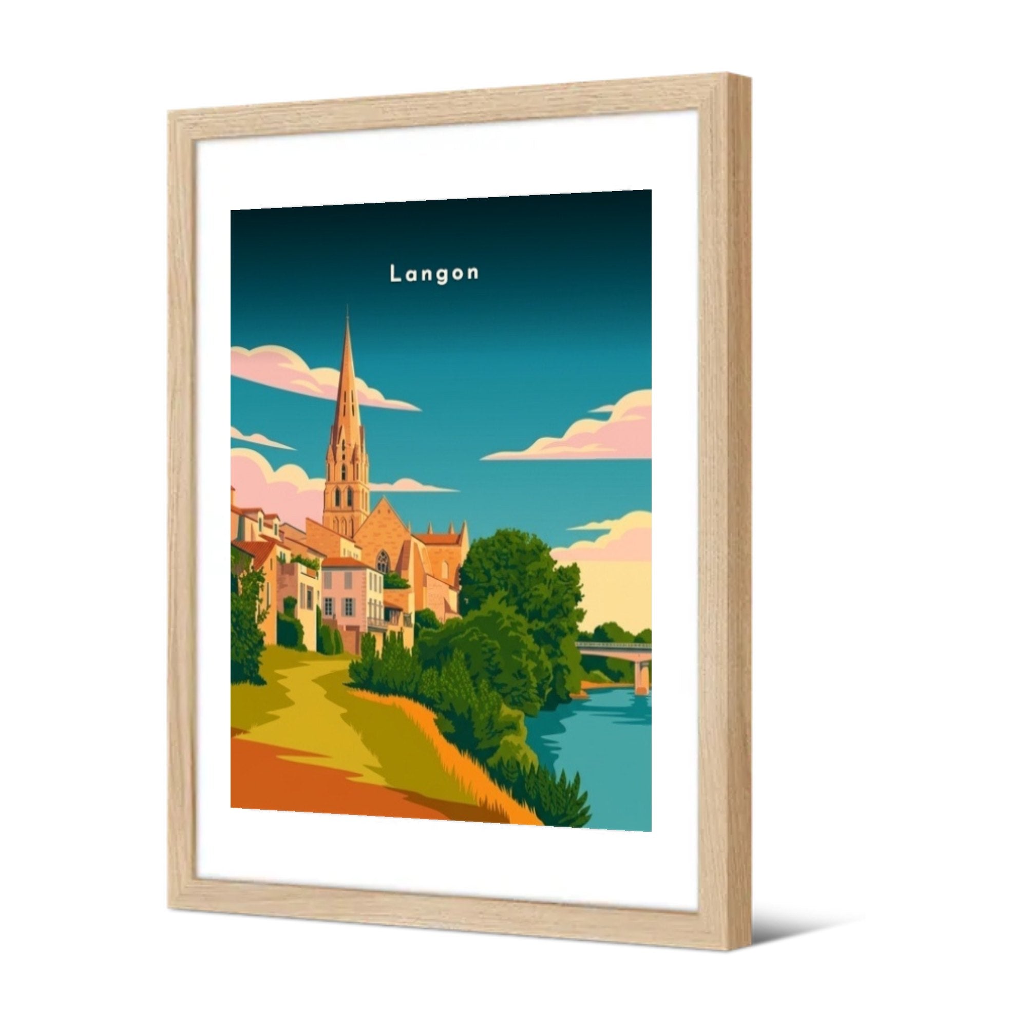 L'église Saint-Gervais depuis la berge — Pôdevache, encadrée, vue de trois quarts
