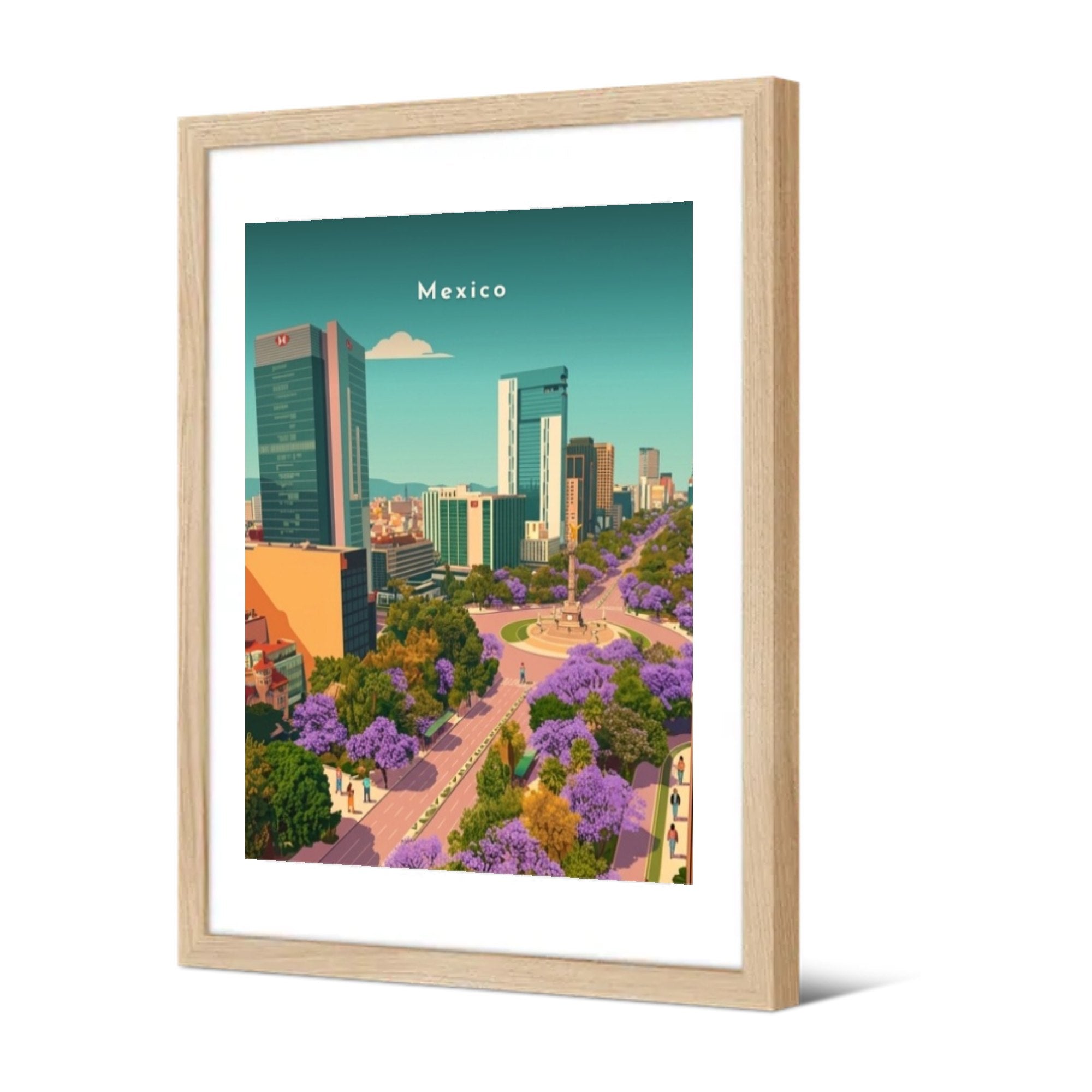Paseo de la Reforma et l'Ange — Pôdevache, encadrée, vue de trois quarts