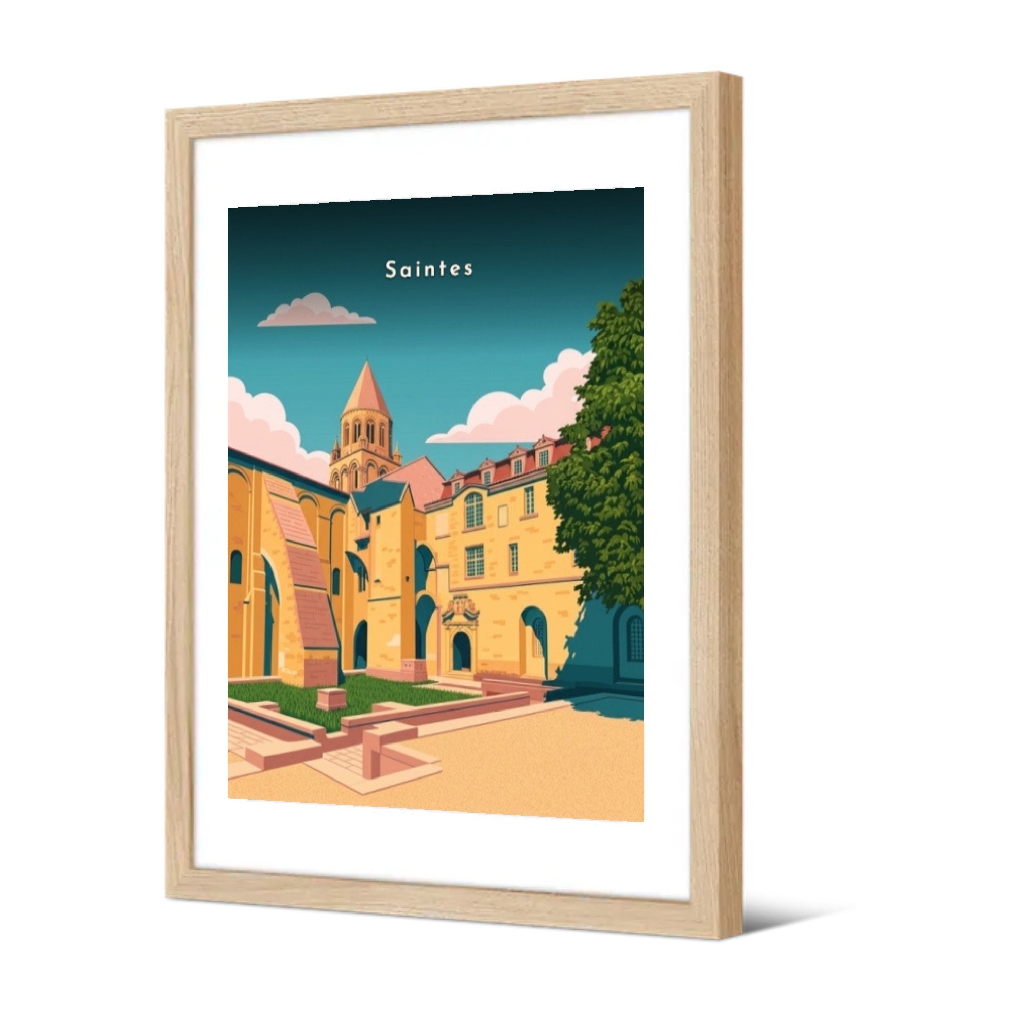 La cour de l'Abbaye aux Dames — Pôdevache, encadrée, vue de trois quarts