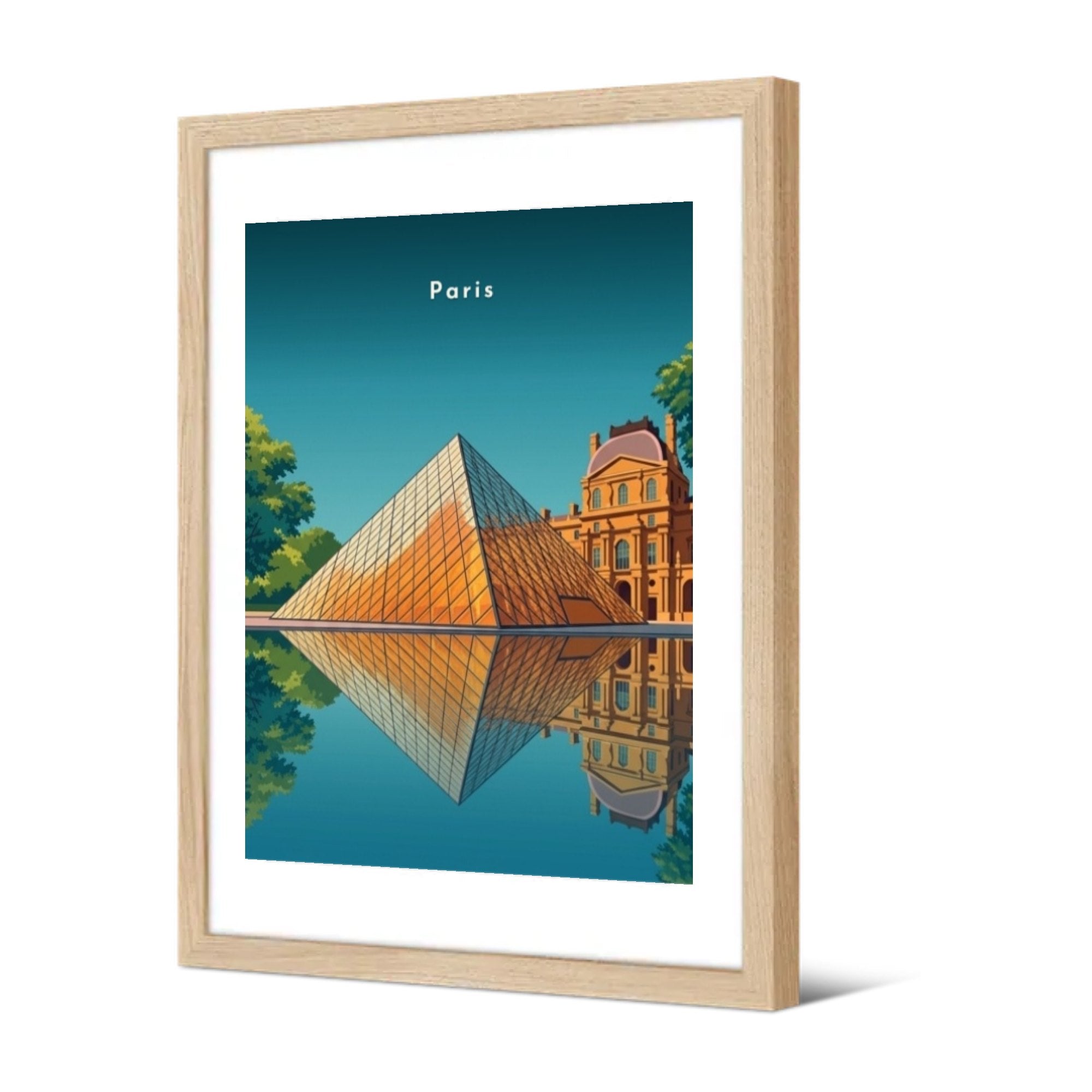 Reflet de la pyramide du Louvre — Pôdevache, encadrée, vue de trois quarts