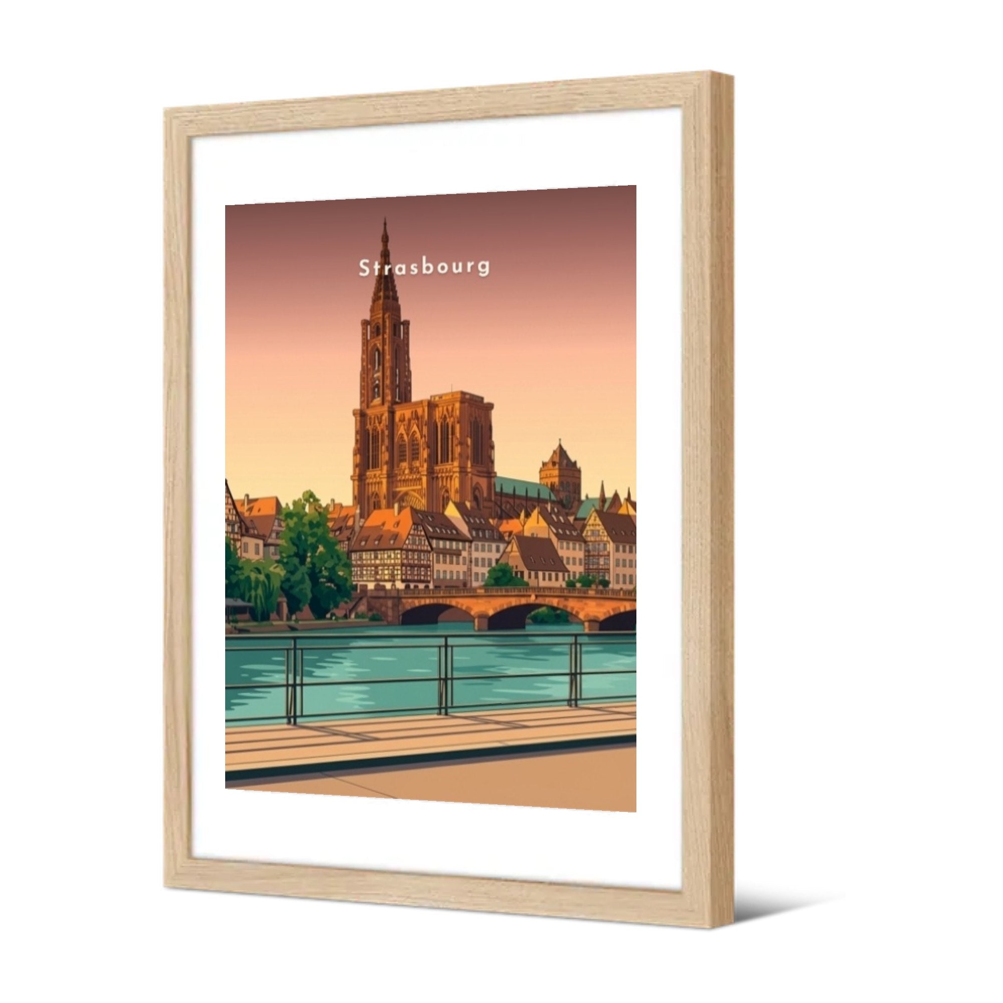 Cathédrale Notre-Dame depuis l'Ill — Pôdevache, encadrée, vue de trois quarts