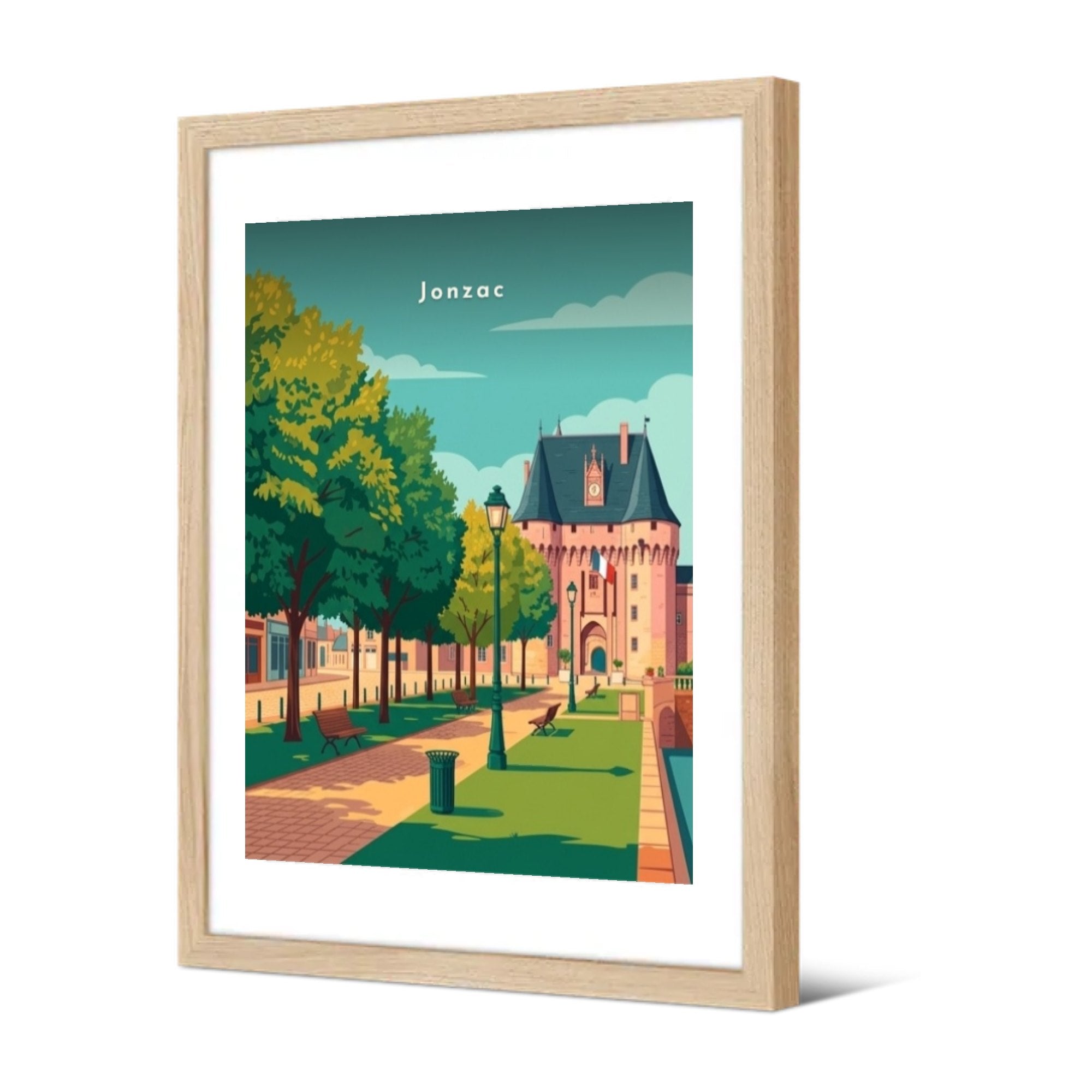 Le château depuis la promenade — Pôdevache, encadrée, vue de trois quarts