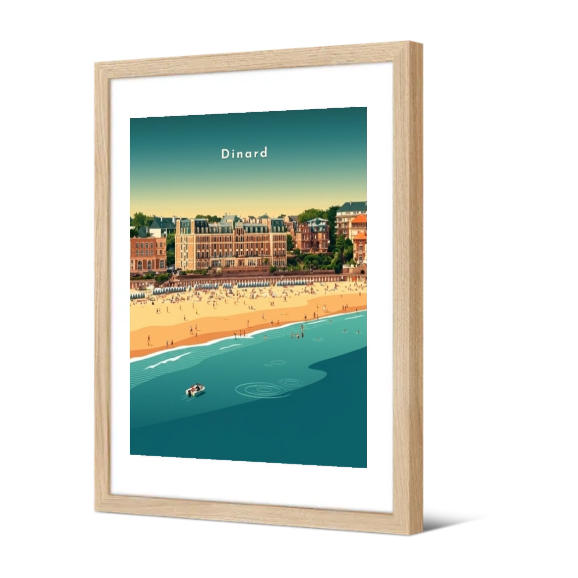 Plage de l'Écluse depuis la mer — Pôdevache, encadrée, vue de trois quarts