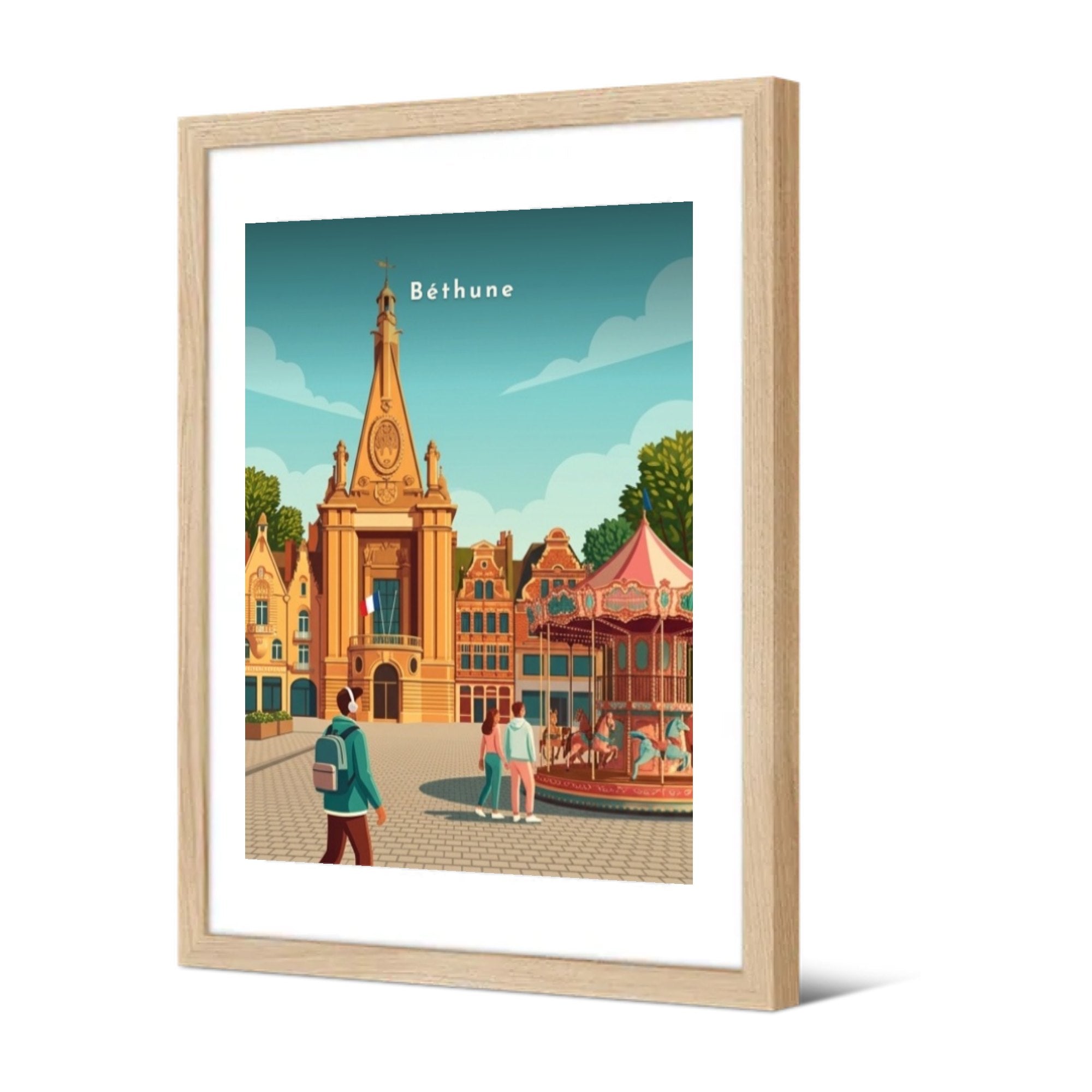 La Grand-Place et l'Hôtel de Ville — Pôdevache, encadrée, vue de trois quarts