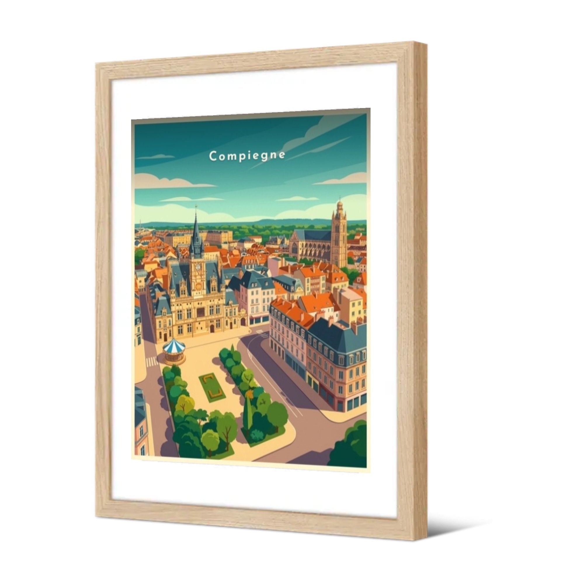 Vue plongeante sur l'Hôtel de Ville — Pôdevache, encadrée, vue de trois quarts