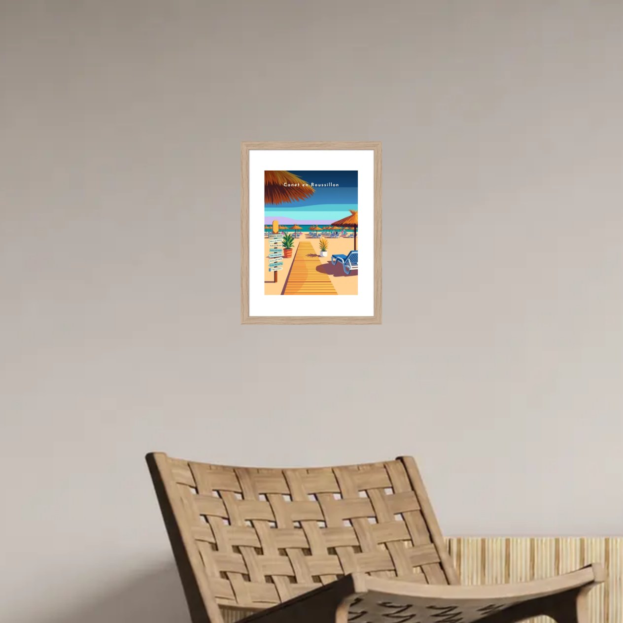 Plage et paillotes — Pôdevache, en situation sur un mur
