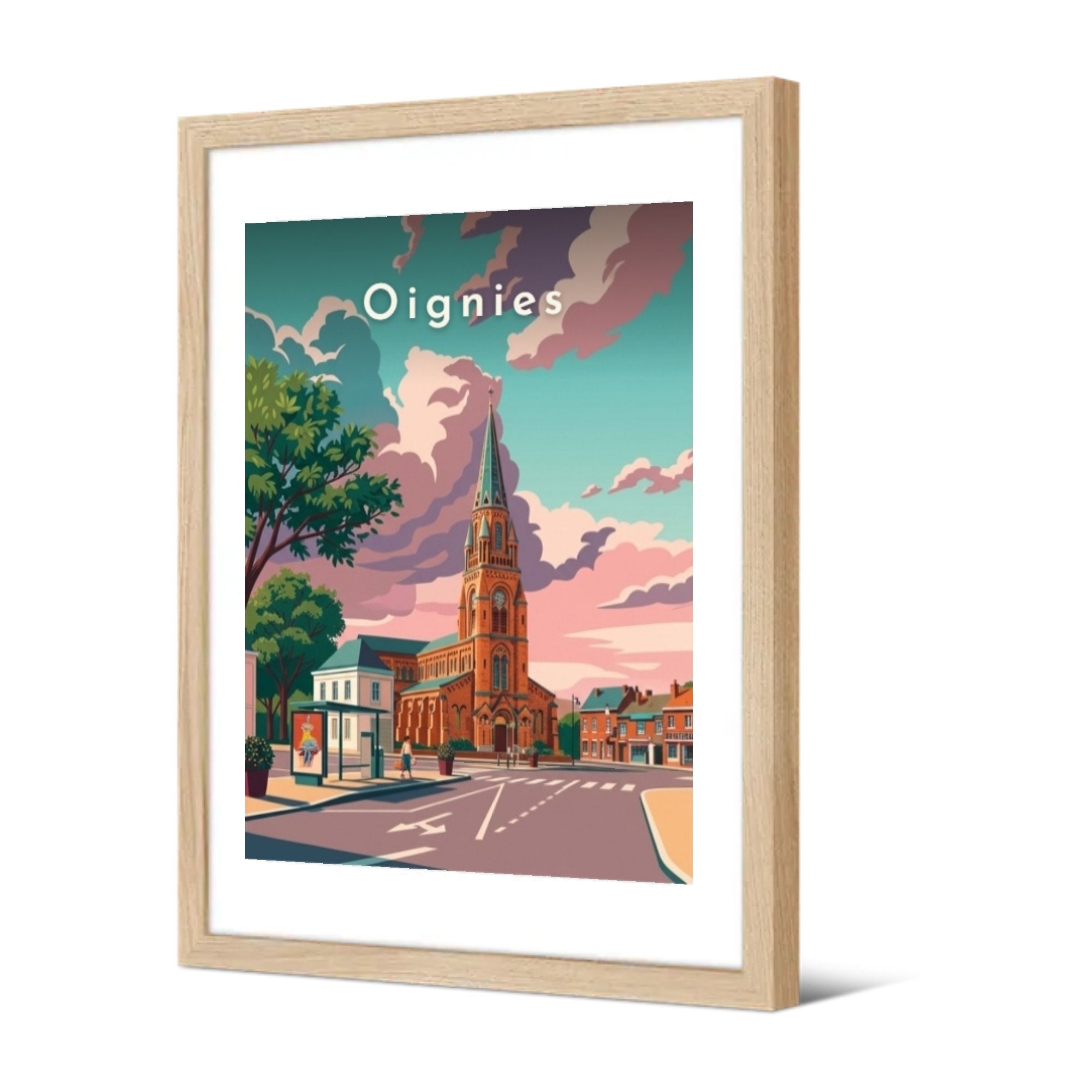 L'église Saint-Barthélemy au carrefour — Pôdevache, encadrée, vue de trois quarts