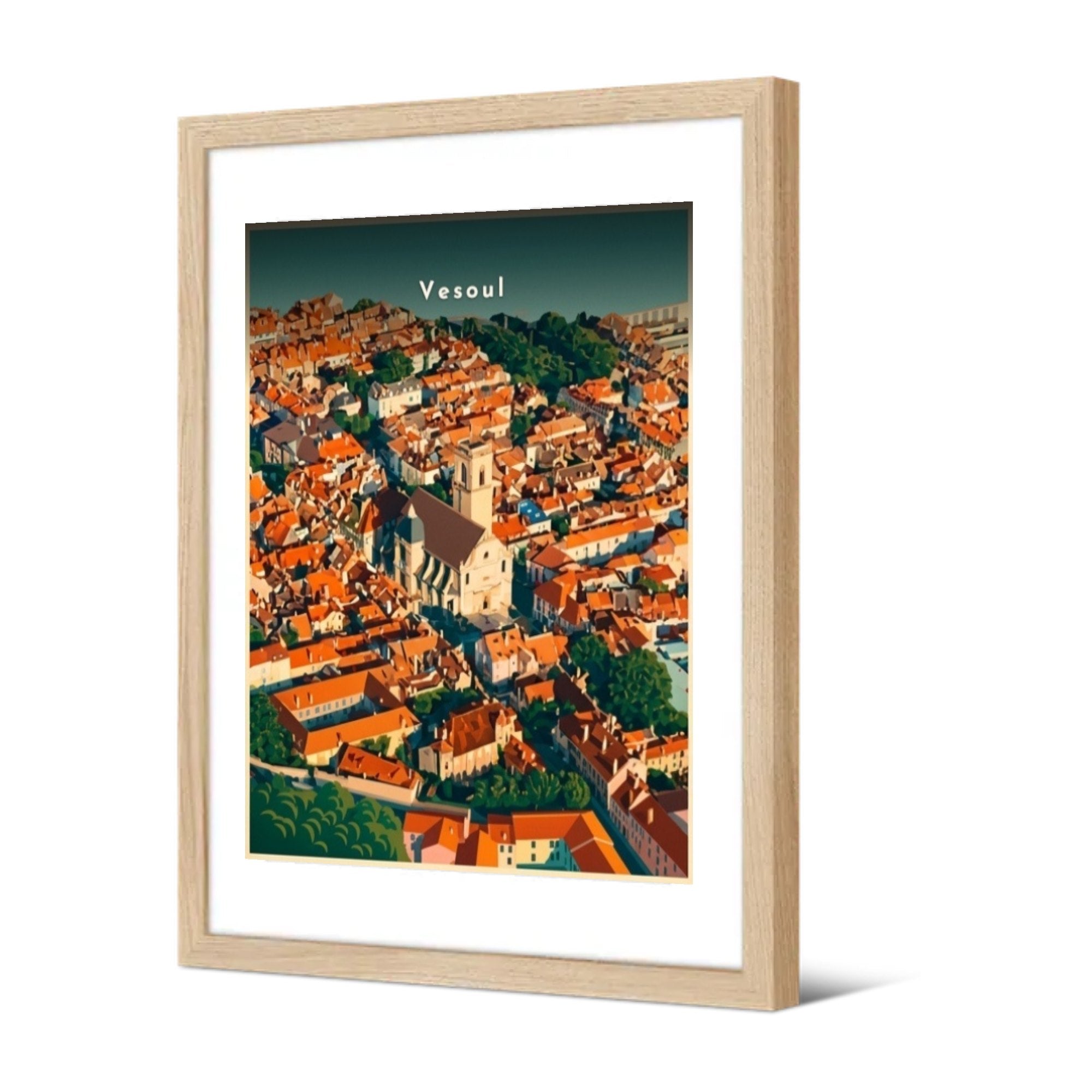 L'église Saint-Georges depuis La Motte — Pôdevache, encadrée, vue de trois quarts