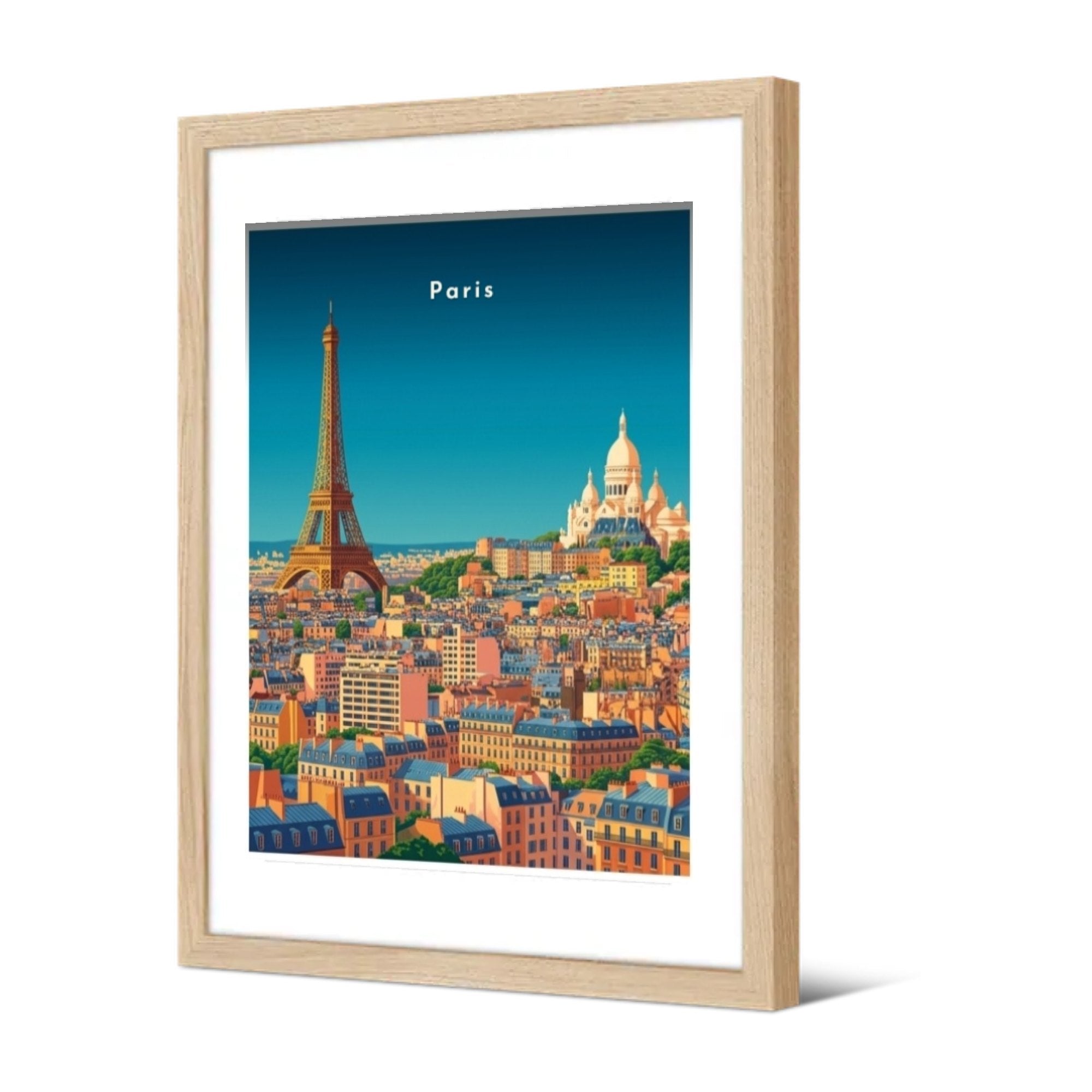 La tour Eiffel et le Sacré-Cœur — Pôdevache, encadrée, vue de trois quarts