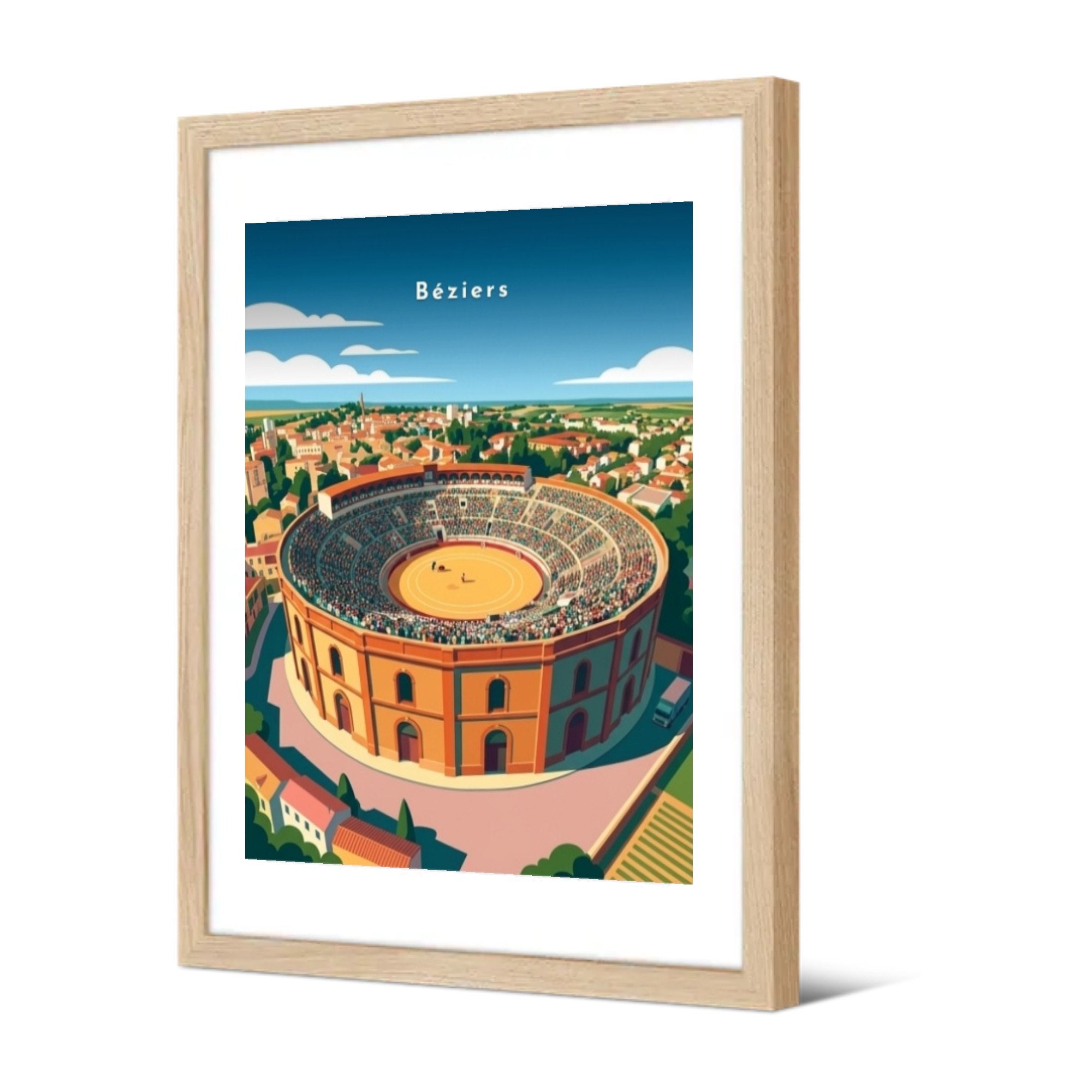 Les Arènes — Pôdevache, encadrée, vue de trois quarts