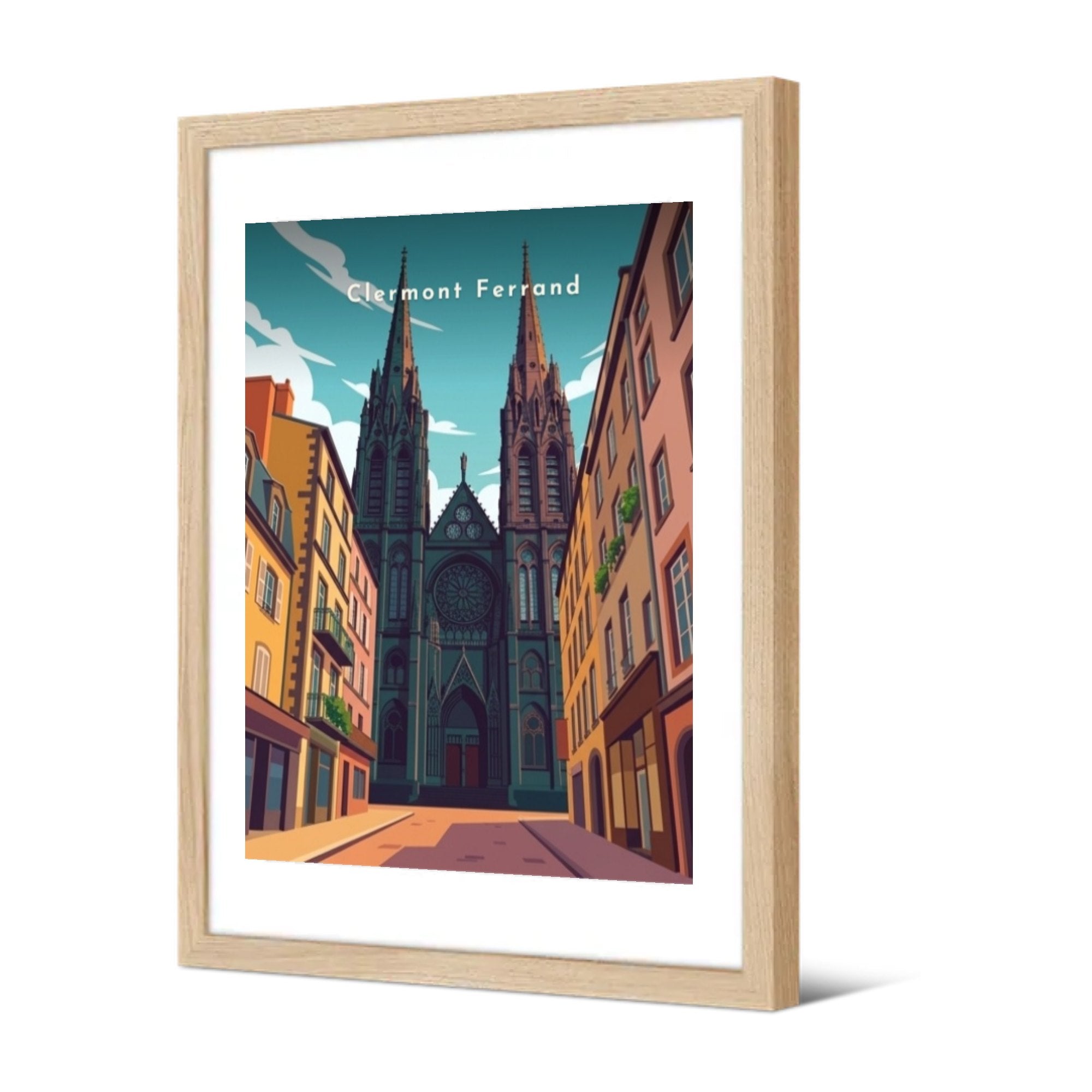 Rue des Gras et la cathédrale — Pôdevache, encadrée, vue de trois quarts