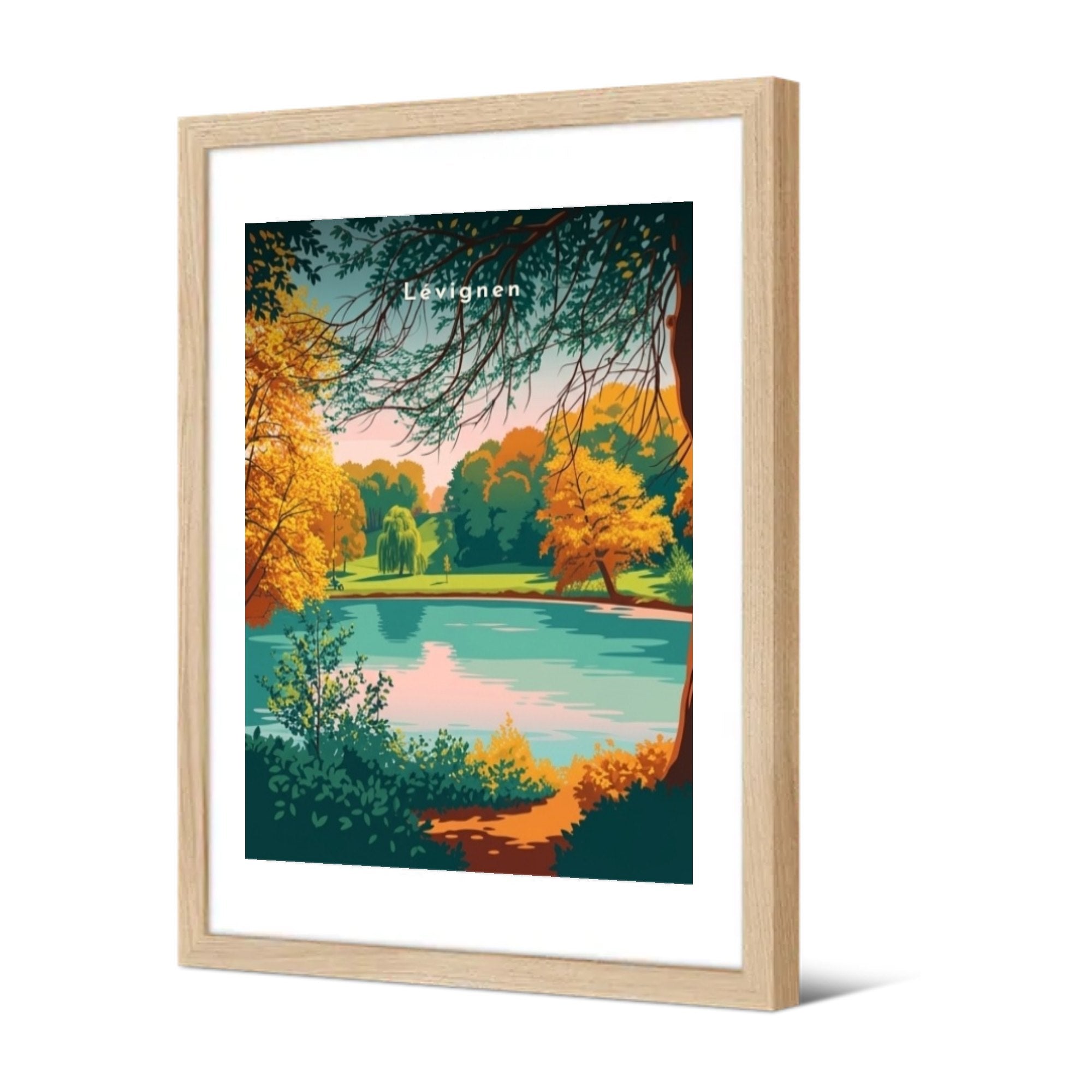 L'étang aux couleurs d'automne — Pôdevache, encadrée, vue de trois quarts