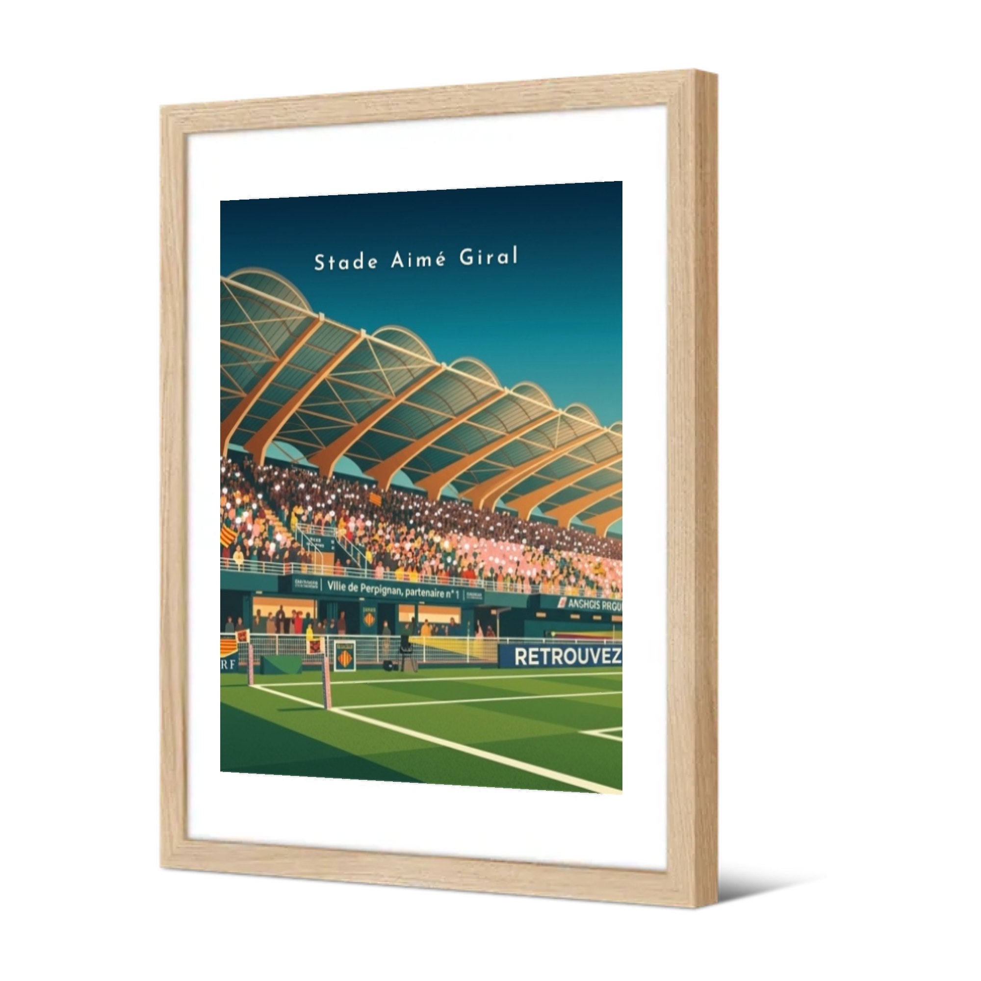 Stade Aimé Giral — Pôdevache, encadrée, vue de trois quarts