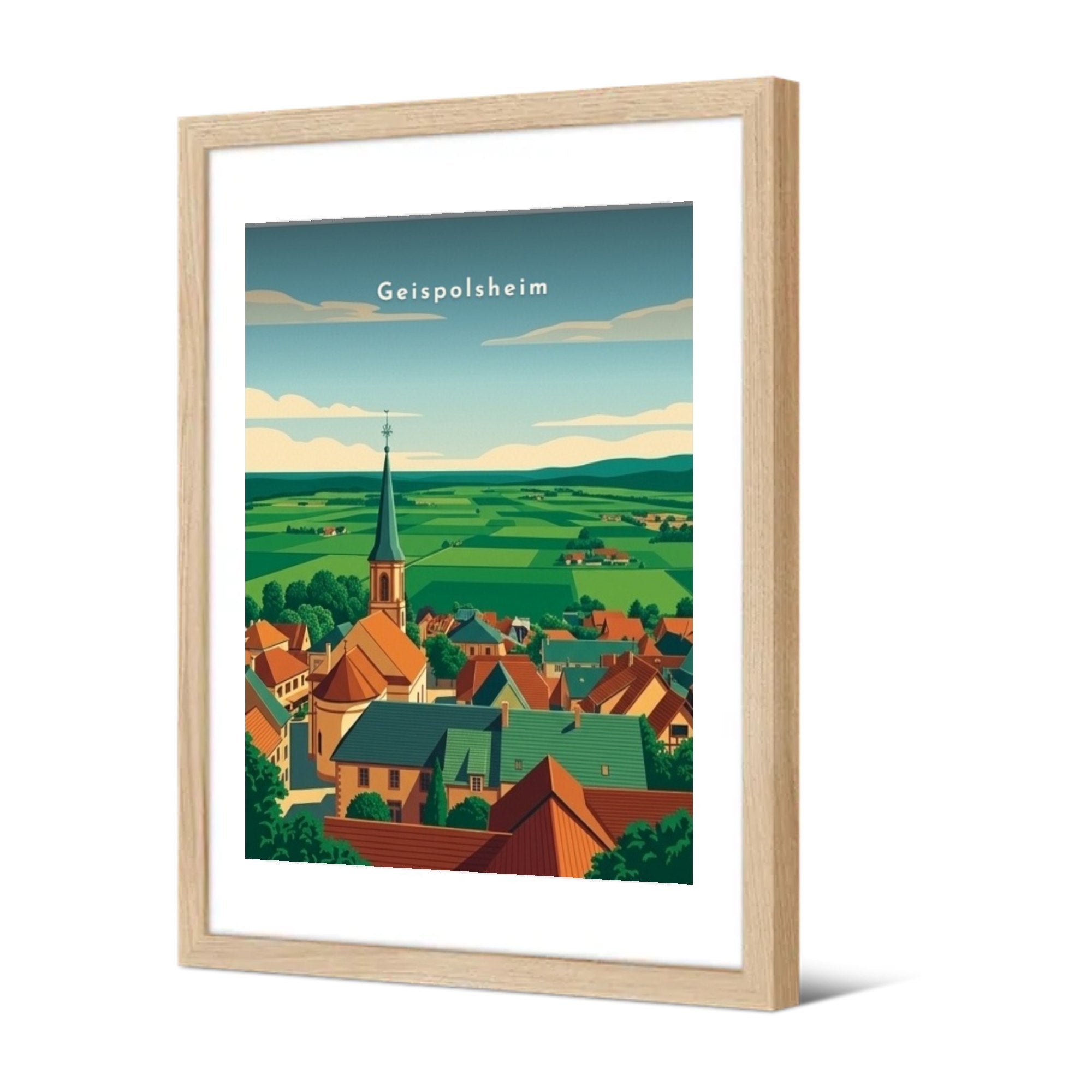 Le clocher et la plaine d'Alsace — Pôdevache, encadrée, vue de trois quarts