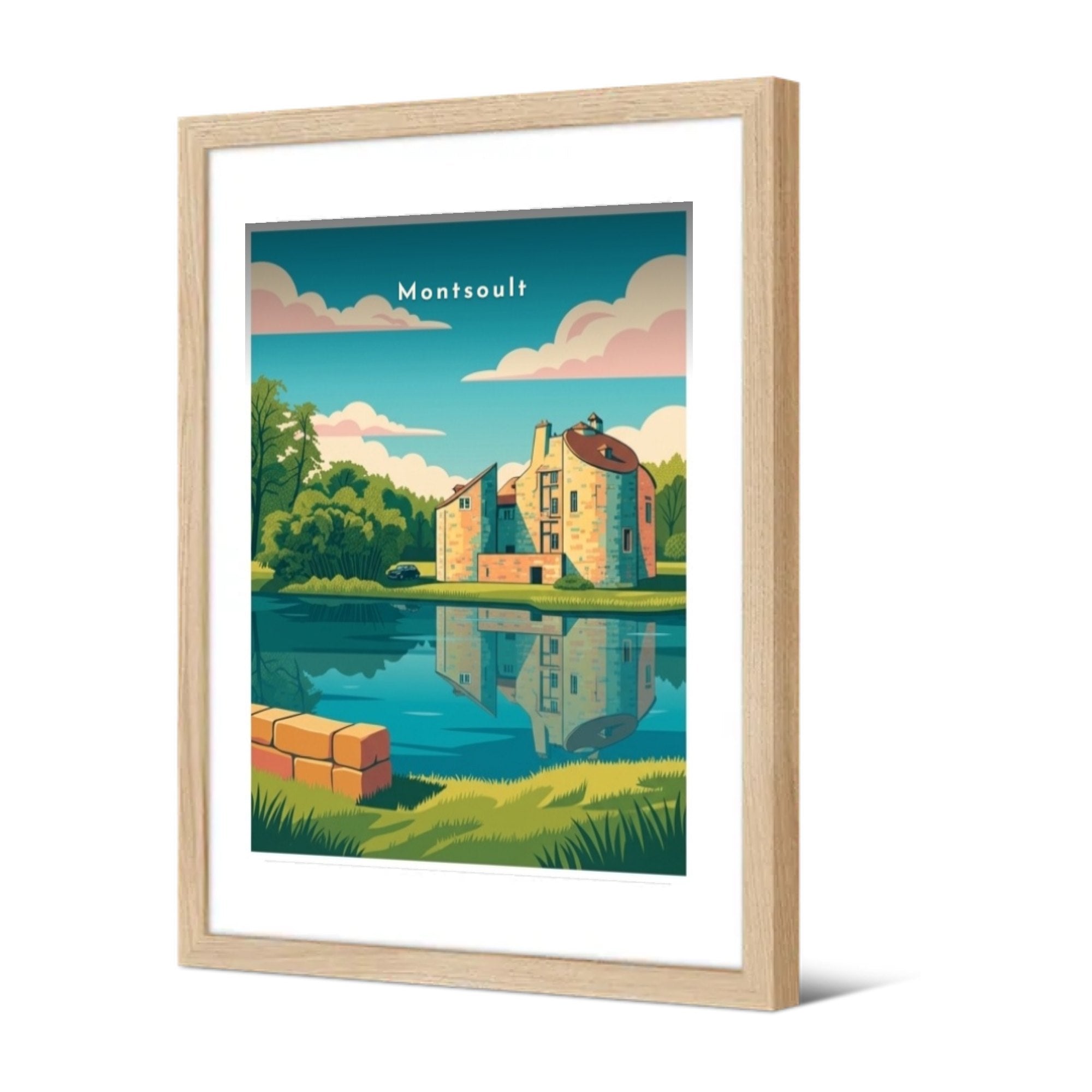 Manoir au bord de l'eau — Pôdevache, encadrée, vue de trois quarts