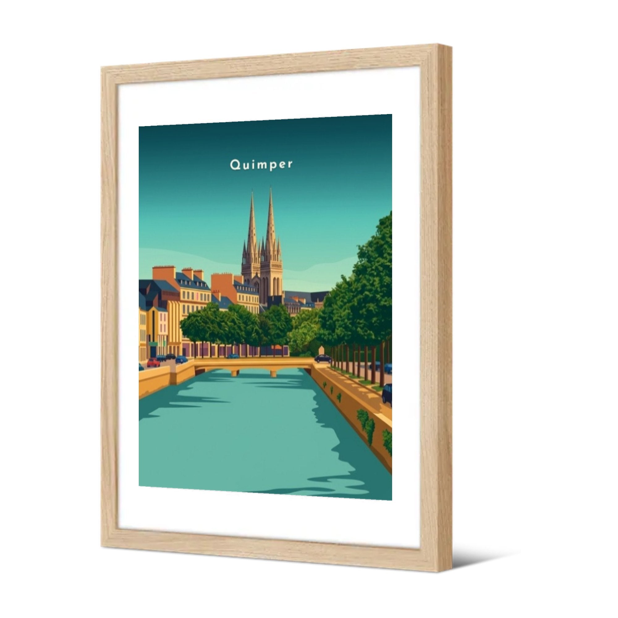L'Odet et la cathédrale en été — Pôdevache, encadrée, vue de trois quarts