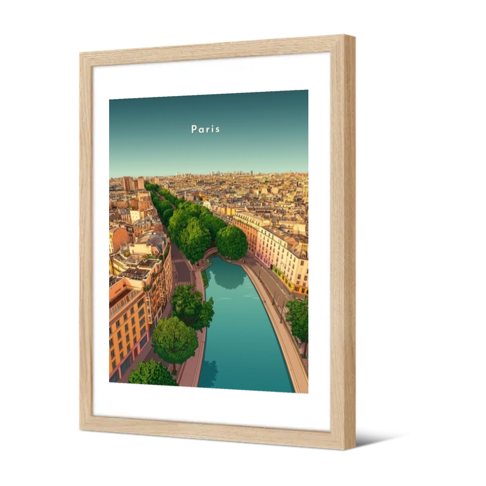 Plongée sur le canal Saint-Martin — Pôdevache, encadrée, vue de trois quarts