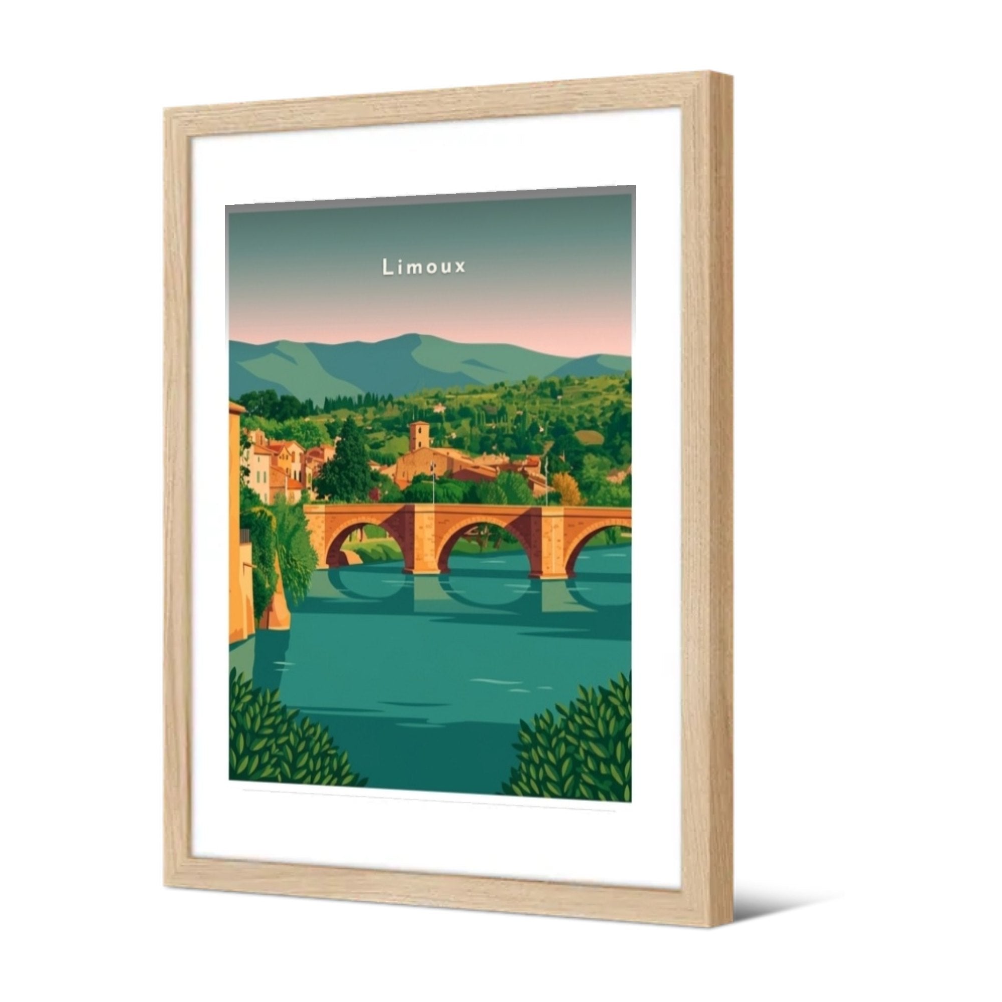 Le Pont-Neuf sur l'Aude — Pôdevache, encadrée, vue de trois quarts