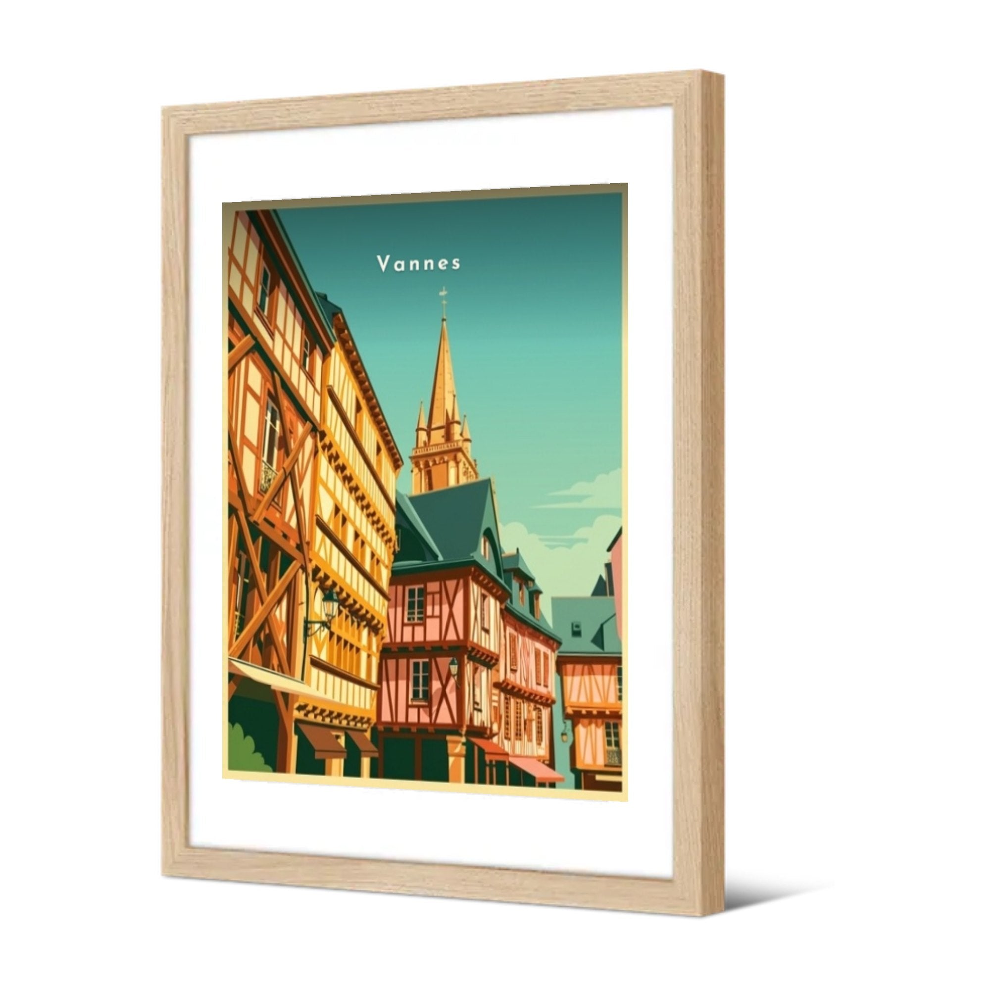 Place Henri-IV et la cathédrale — Pôdevache, encadrée, vue de trois quarts